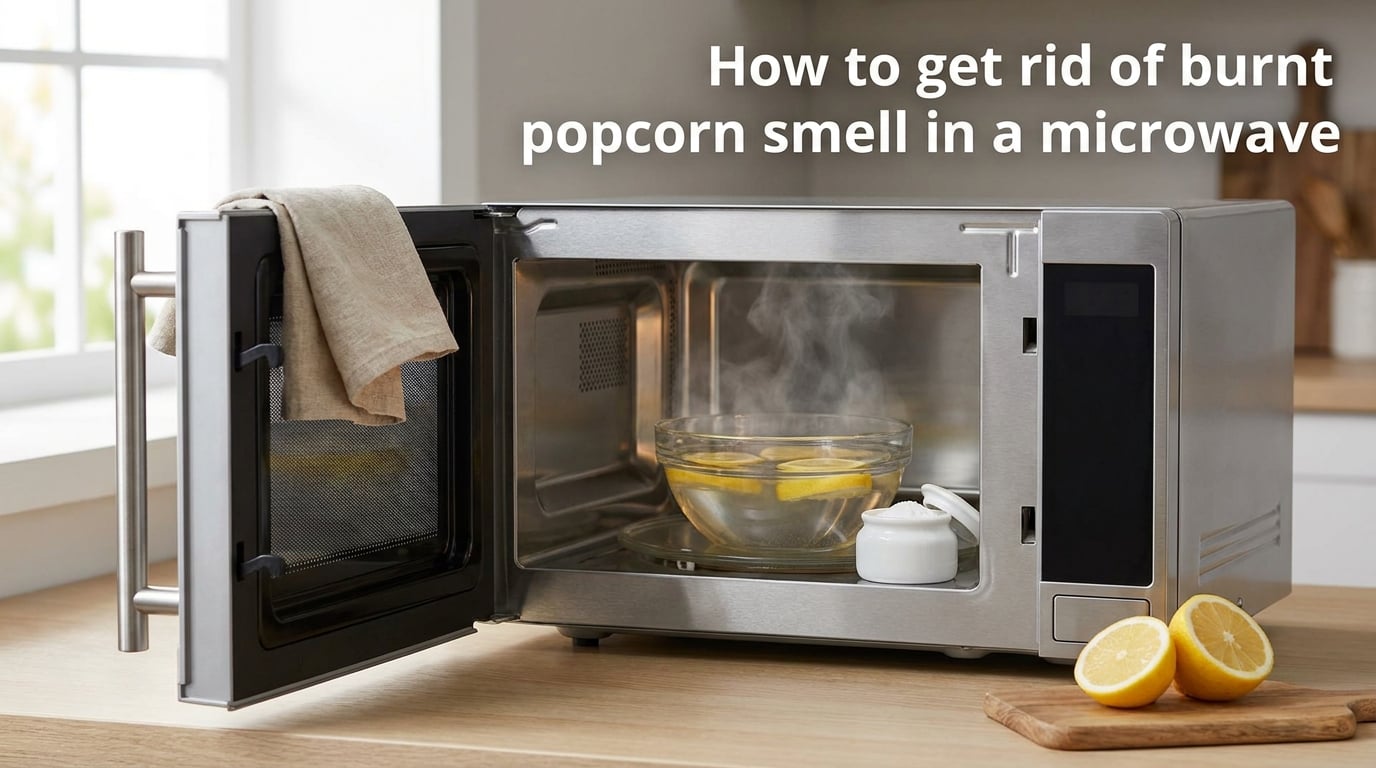 How to get rid of burnt popcorn smell in a microwave