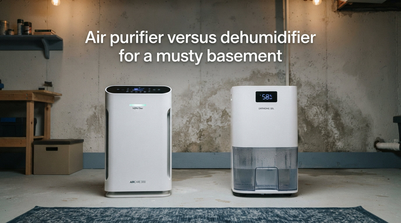 Air purifier versus dehumidifier for a musty basement