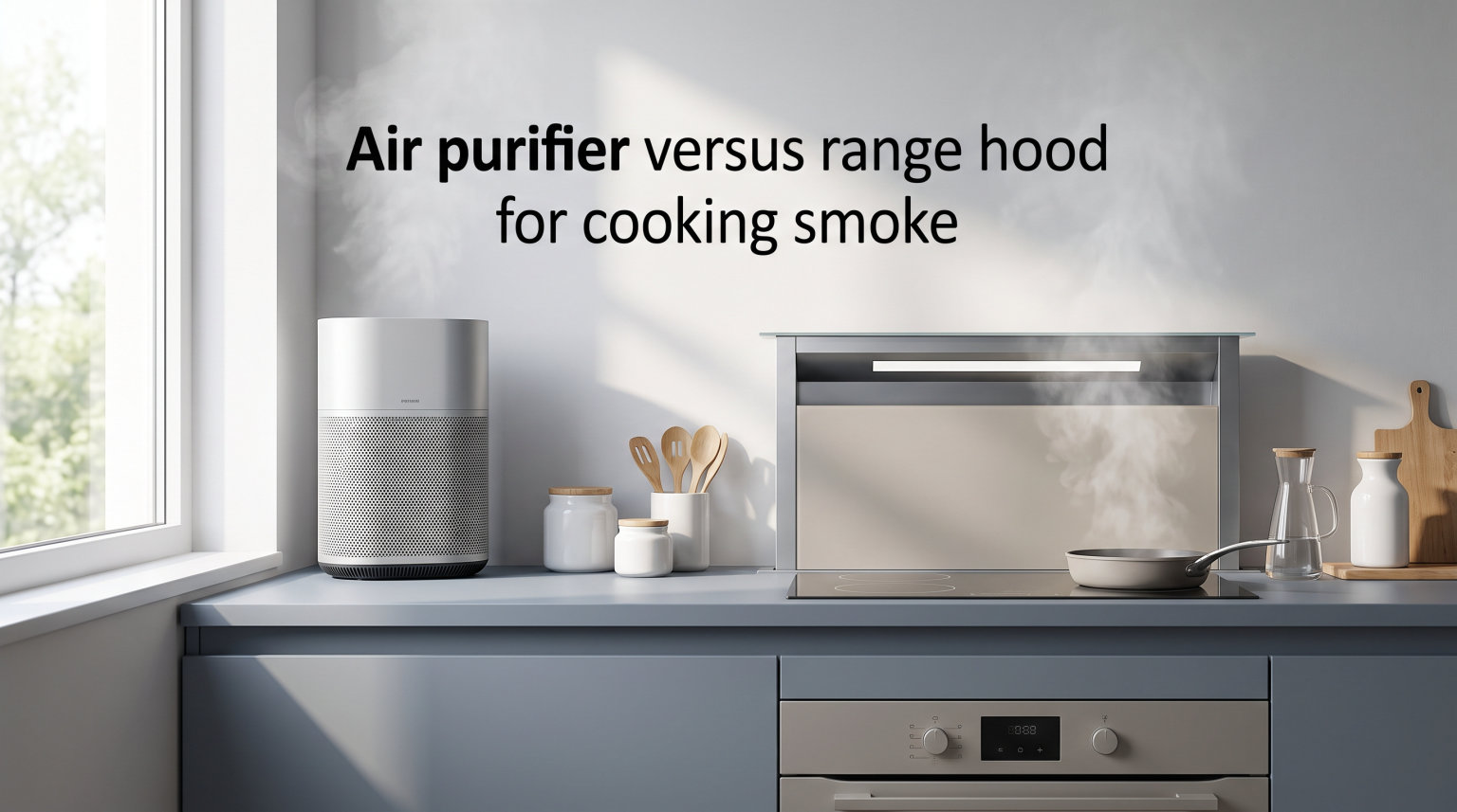 Air purifier versus range hood for cooking smoke