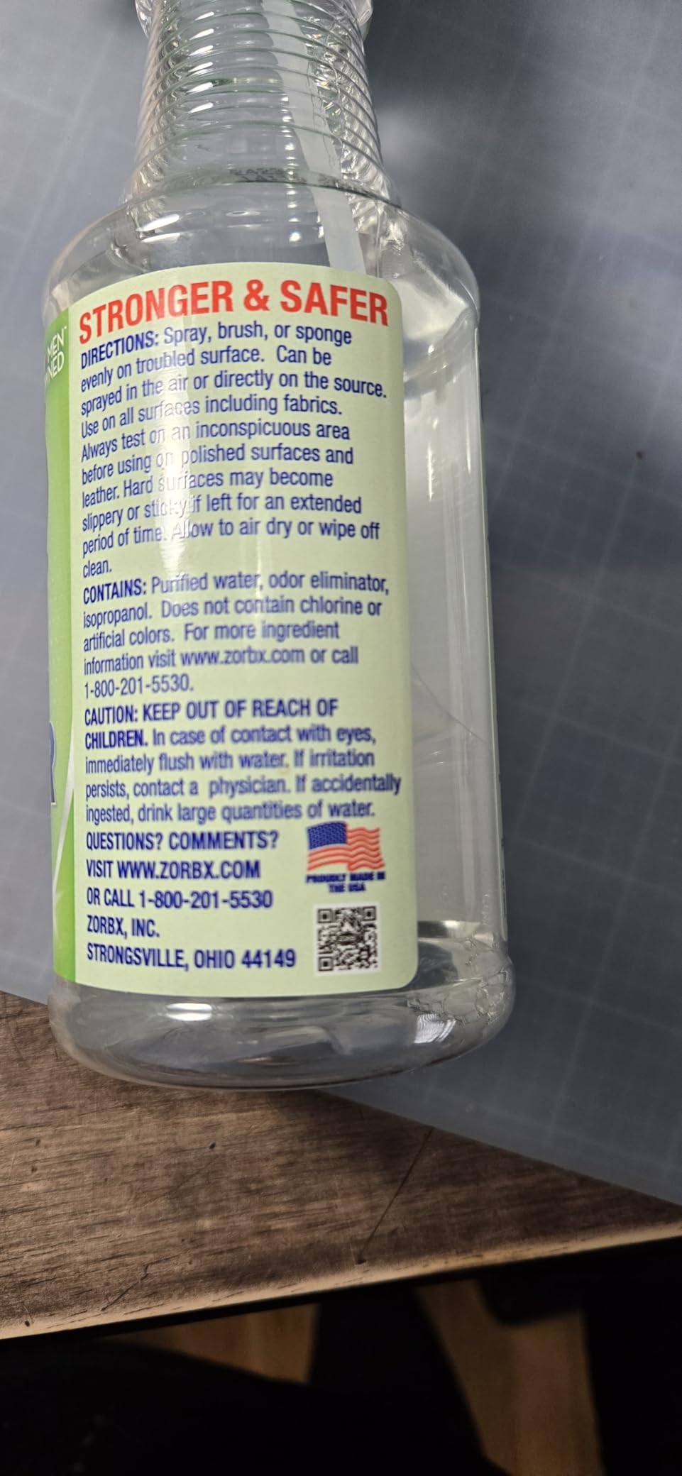 ZORBX Unscented Odor Remover Spray 16 Oz, Hospital-Grade Formula customer photo 1