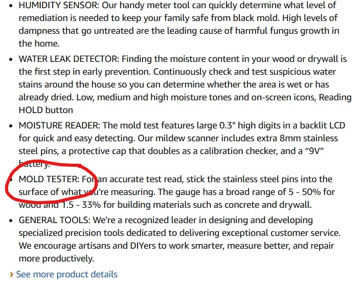 General Tools MMD4E Moisture Meter for Wood, Walls & Water Leak Detection customer photo 1