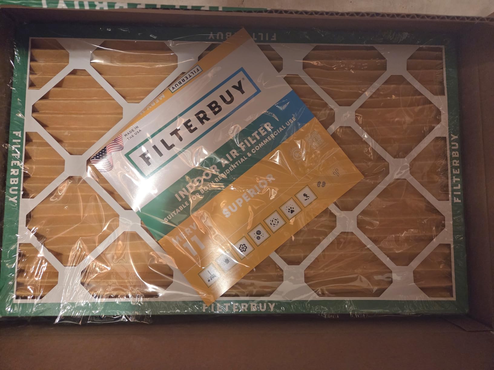 Filterbuy 16x25x1 Air Filter MERV 11 Pet & Allergy Defense (6-Pack) | Electrostatic Pleated HVAC AC Furnace Filters Replacement, Made in USA (Actual Size: 15.50 x 24.50 x 0.75) customer photo 1