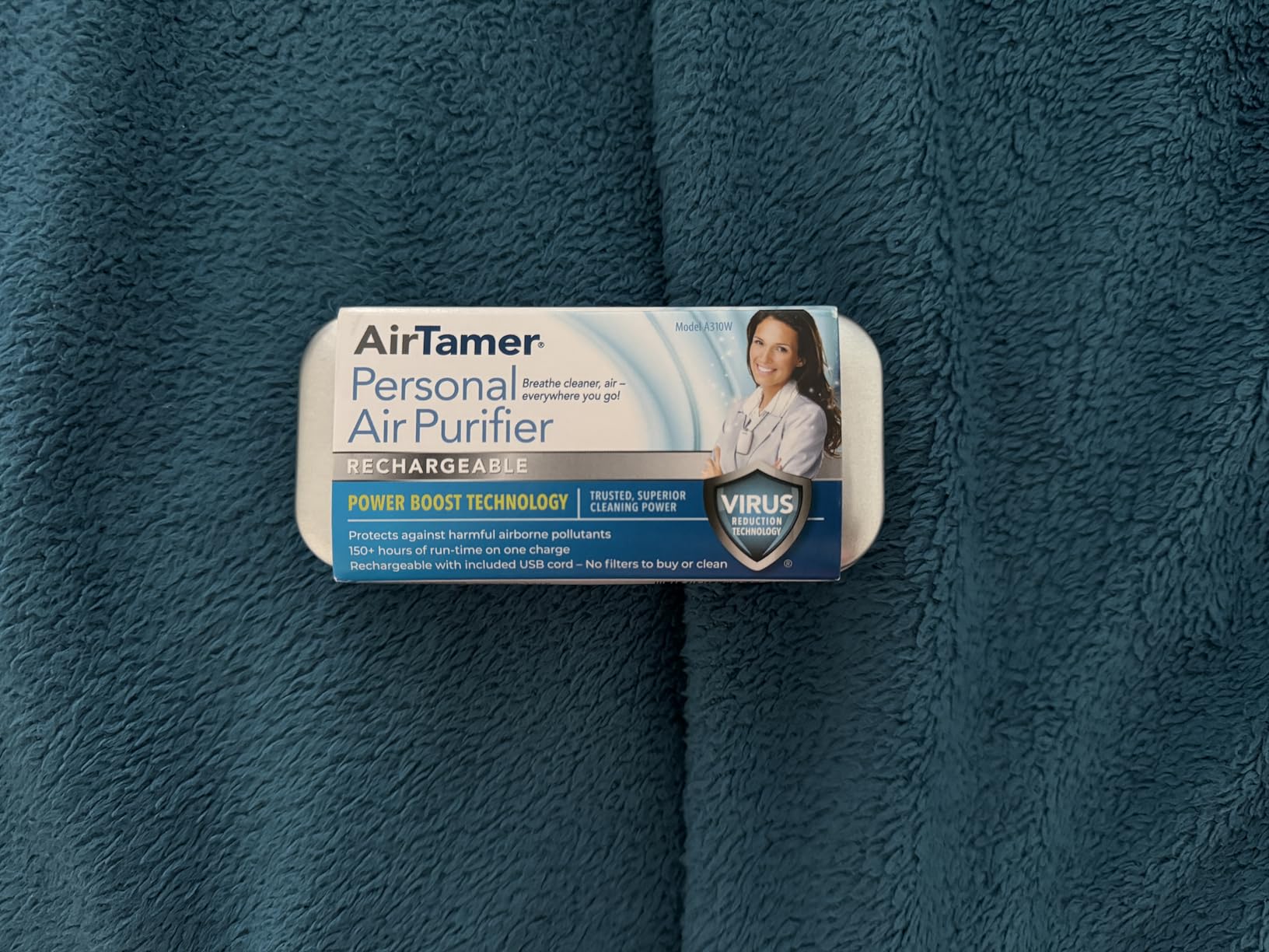 AirTamer A310W Wearable Personal Air Purifier, Rechargeable, White customer photo 2