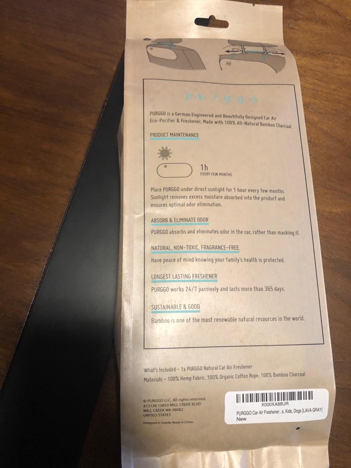 PURGGO Car Air Freshener - Lasts 365+ Days No Chemicals 100% Activated Bamboo Charcoal Fragrance-Free Deodorizer, Natural Auto Odor Eliminator customer photo 2