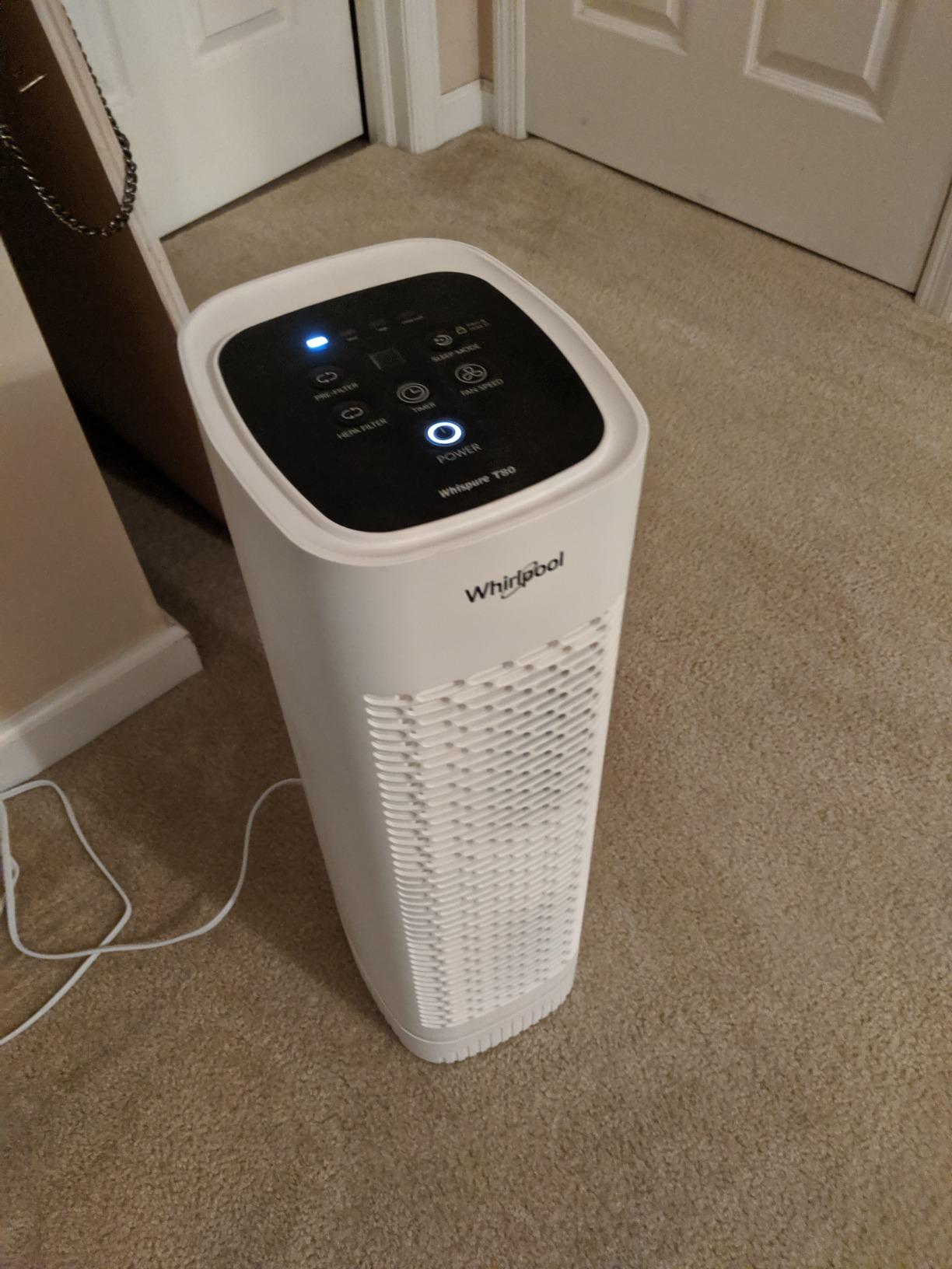 Whirlpool WPT80B Whispure True HEPA Air Purifier, Activated Carbon Advanced Anti-Bacteria, Ideal for Allergies, Odors, Pet Dander, Mold, Smoke, Wildfire, and Germs, Black customer photo 2