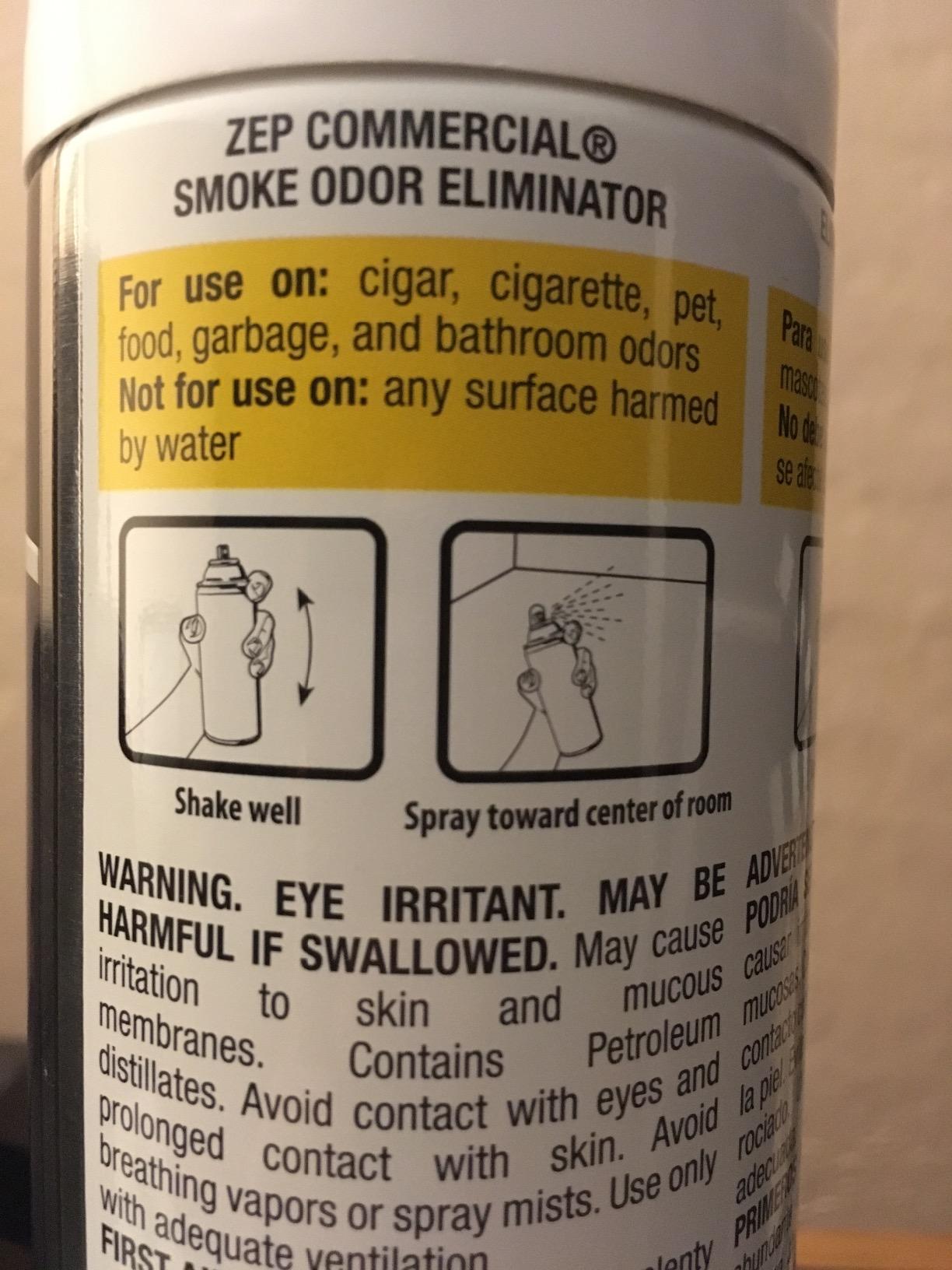 Zep Smoke Odor Eliminator Aerosol, Clear, 16 oz (Pack of 4) ZUSOE16 - Eliminate Cannabis (Marijuana) and Tobacco Odors customer photo 1