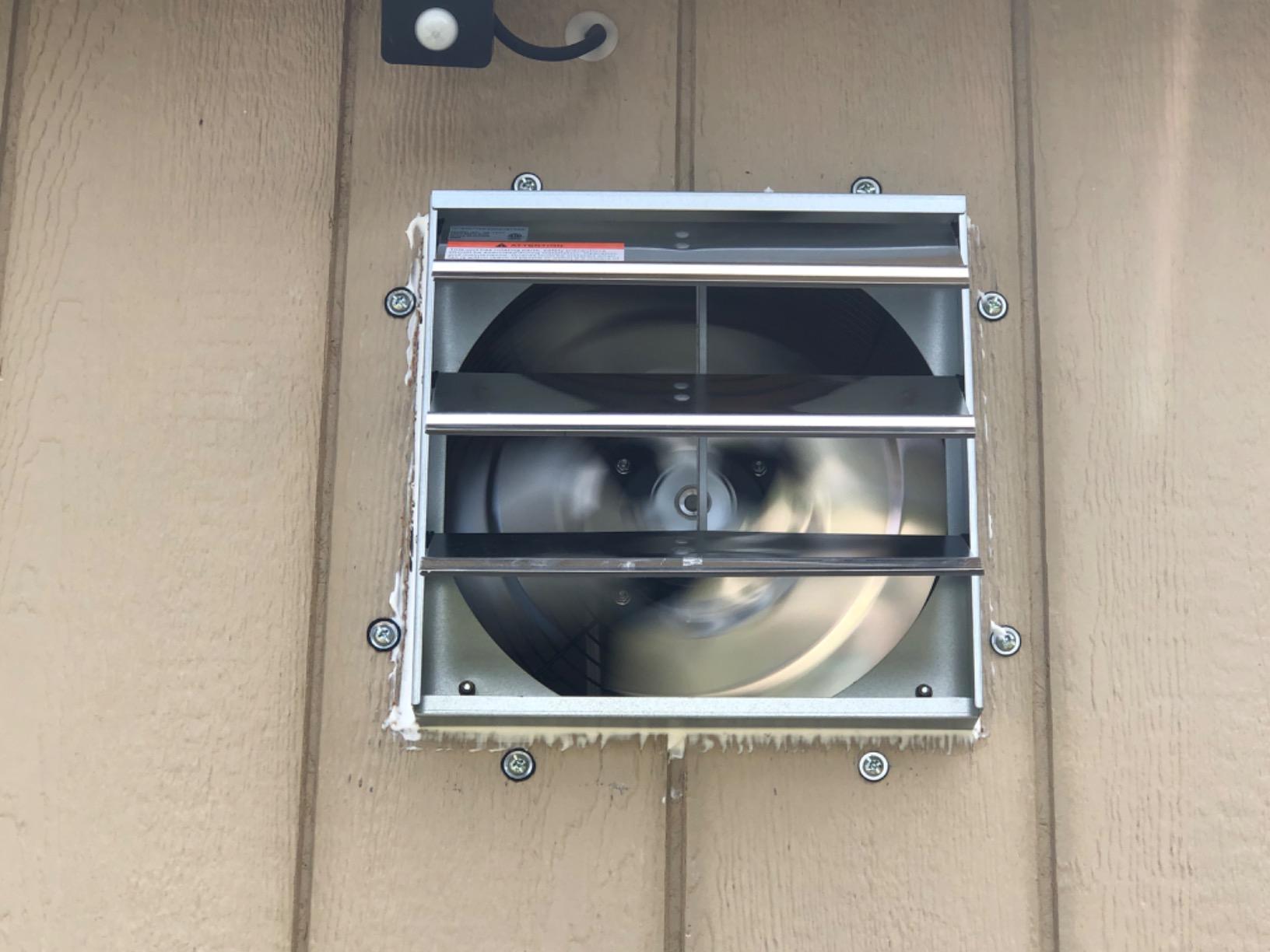 KEN BROWN 12 Inch Shutter Exhaust Fan, Aluminum Wall Mounted Attic Fan, 1450 CFM, Automatic Shutter for Attic Garage Greenhouse Shed Ventilation customer photo 2