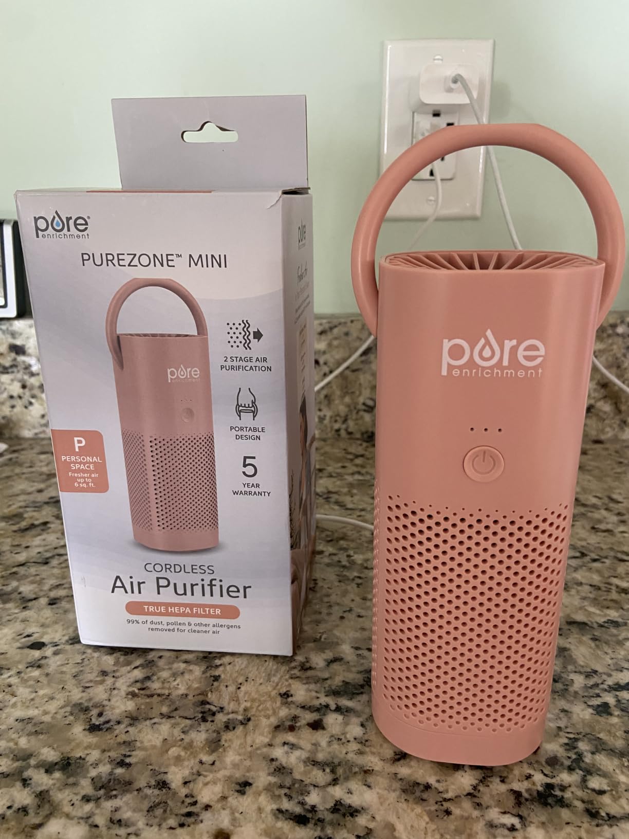 Pure Enrichment PureZone Mini Portable Air Purifier | Cordless True HEPA Filter Cleans Air & Eliminates 99.97% of Dust, Odors, & Allergens - Cars, School, & Office customer photo 2