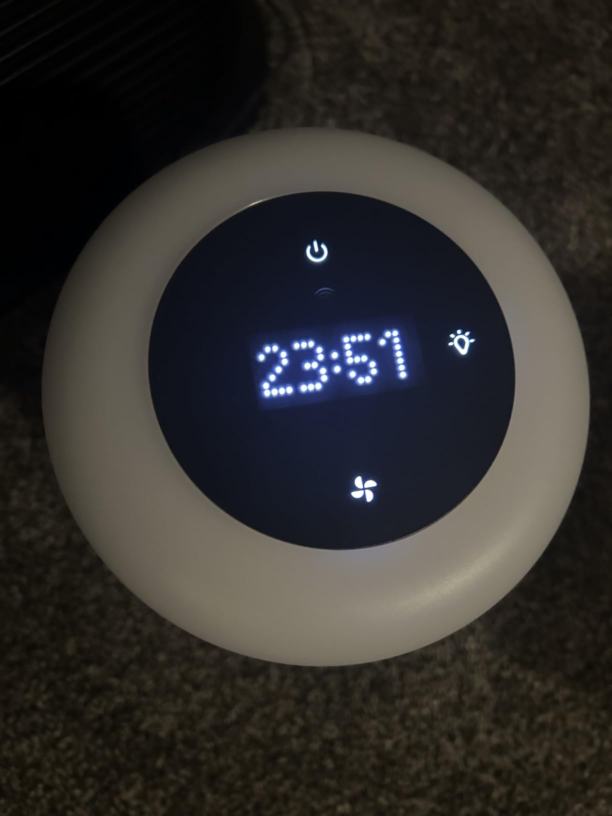 BLUEAIR Mini Restful Bedroom Air Purifier with Sunrise Alarm Clock, Navy | HEPASilent air purification, sunrise alarm, adjustable nightlight, clock, app-set alarms with sounds and schedules, USB-C customer photo 1