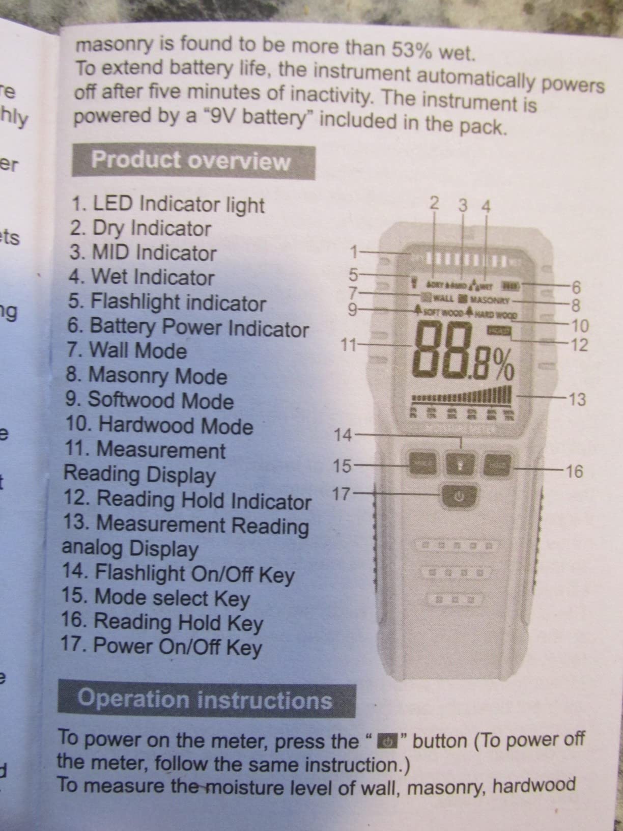 Proster Pinless Moisture Meter 3/4