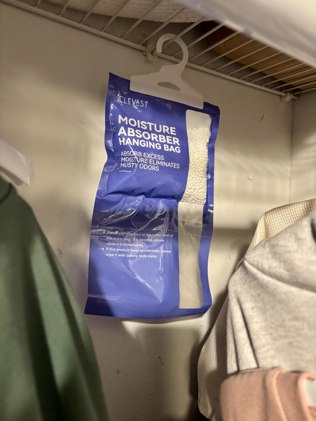 CLEVAST Moisture Absorbers Packets 10 Pack, Dehumidifier Bags for Closet, Unscented Hanging Humidity Absorber in Wardrobes, Bedrooms, Bathrooms (Net Wt. 230g/Pack) customer photo 2