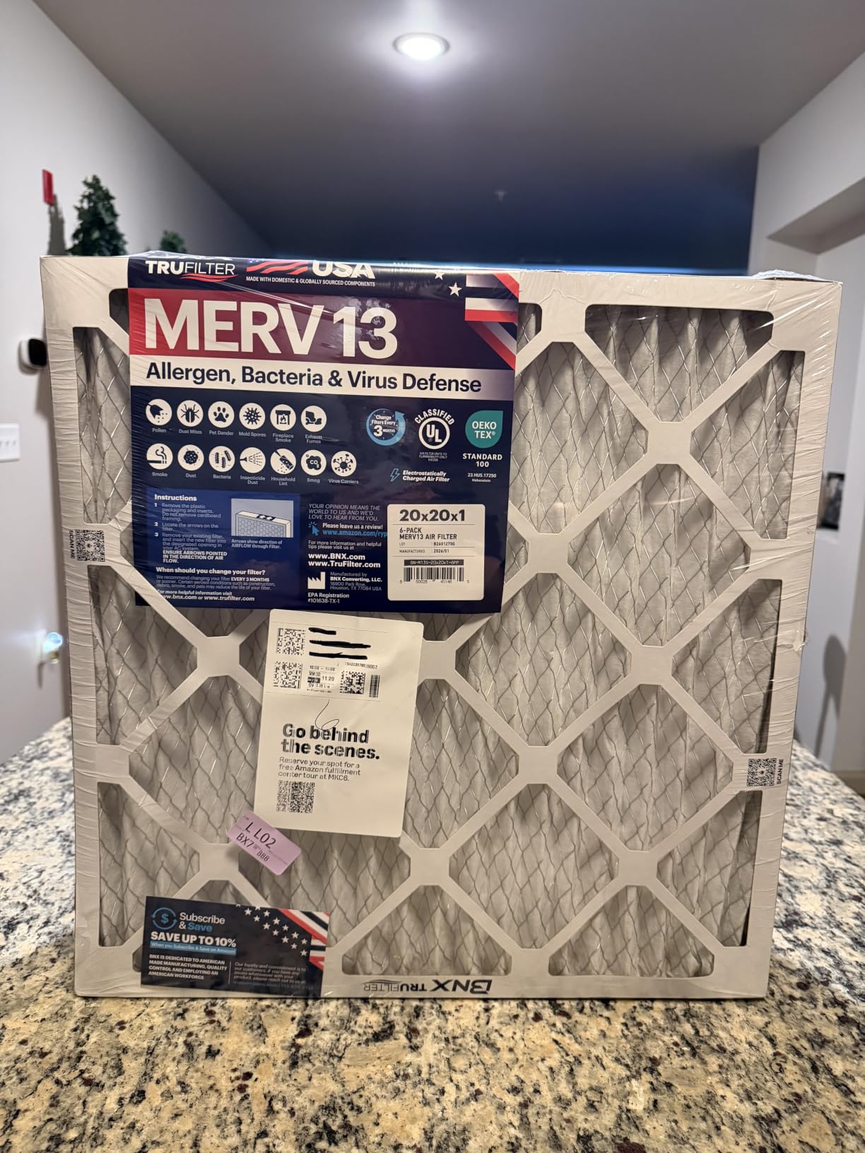 BNX TruFilter 20x20x1 Air Filter MERV 13 AC Filter, HVAC Furnace Filter, 6 Pack - Made in USA customer photo 2