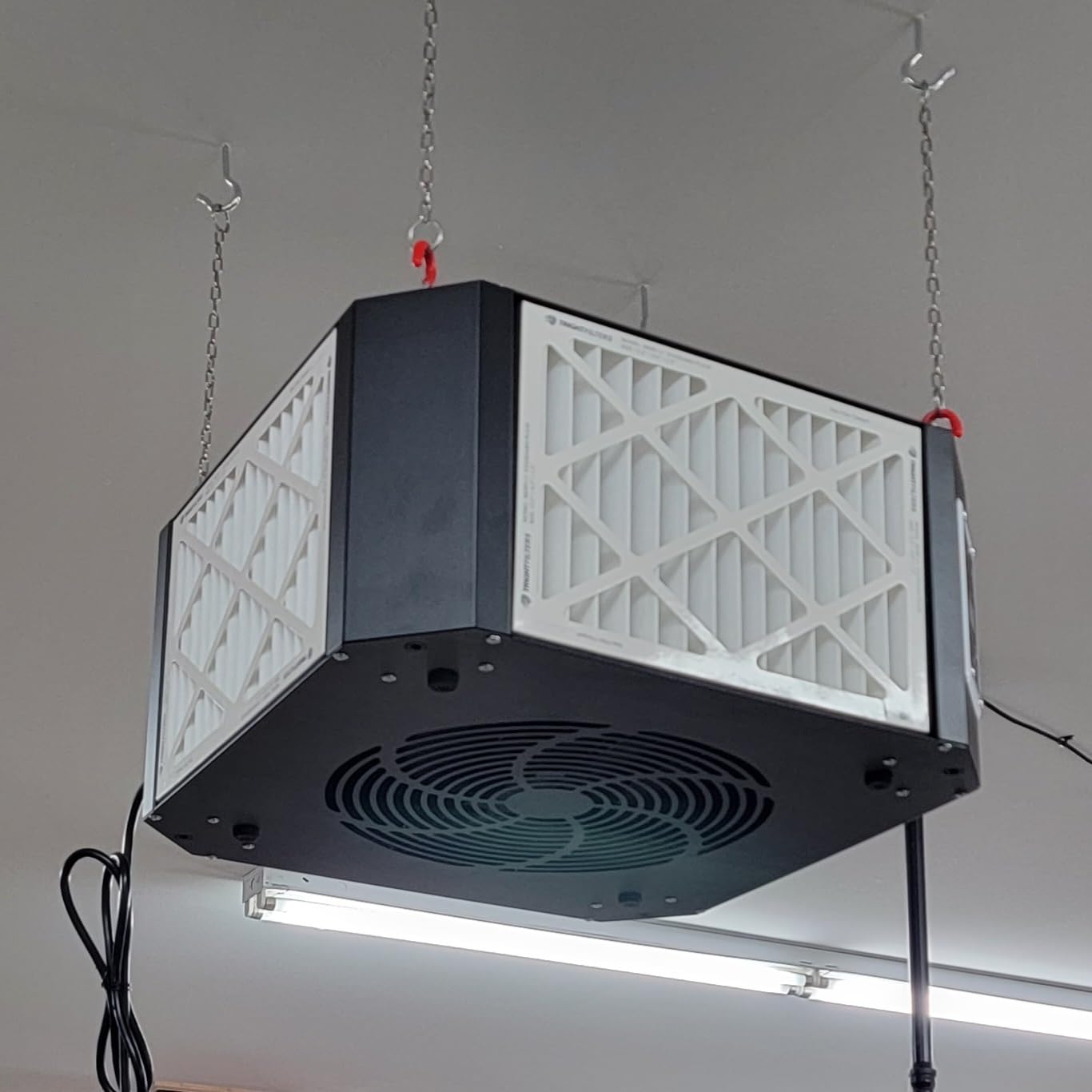 ABESTORM Air Filtration System Woodworking Built-in Ionizer, 1350CFM Hanging Air Filter with Strong Vortex Fan, 360 Degree Intake, DecDust 1350IG customer photo 1