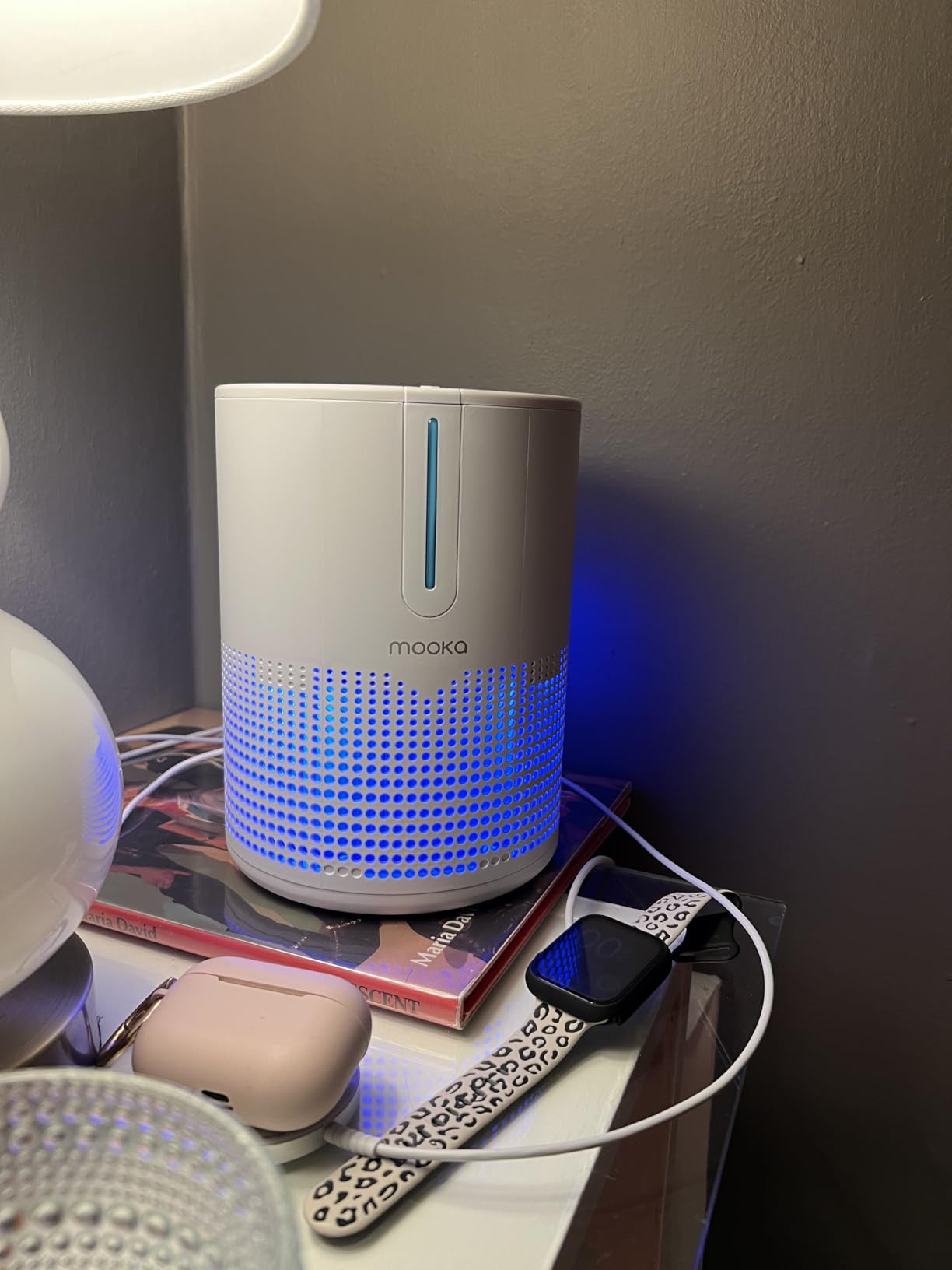 MOOKA Air Purifier for Bedroom Home Dorm 430 Ft², Compact HEPA Air Cleaner | 15dB Quiet Sleep Mode, Aroma Function, Desktop, Office, M01 White customer photo 2