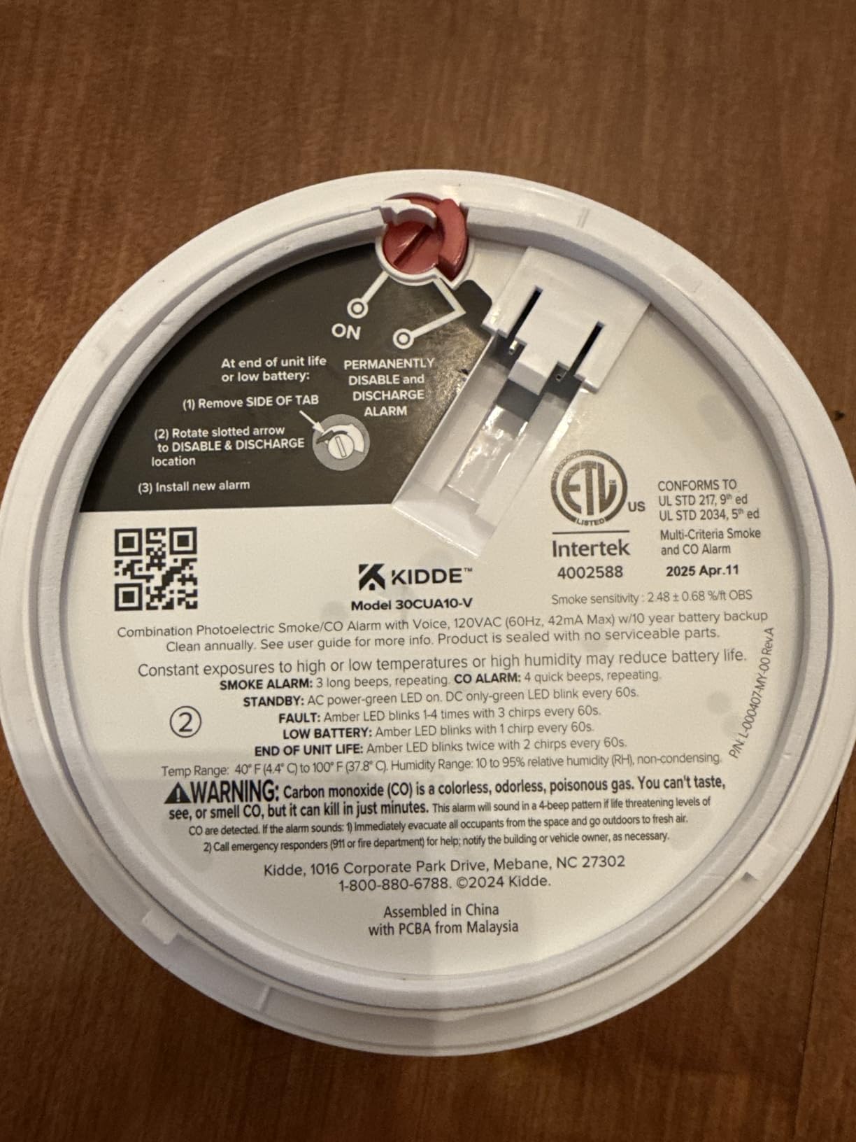 Kidde Smoke & CO Detector, Hardwired & 10-Year Battery, 30CUA10-V, 1 Pack | Voice Alerts, Wired Interconnect Capability, No Battery Replacement, Smoke & Carbon Monoxide Detection for Homes & Apartments customer photo 1
