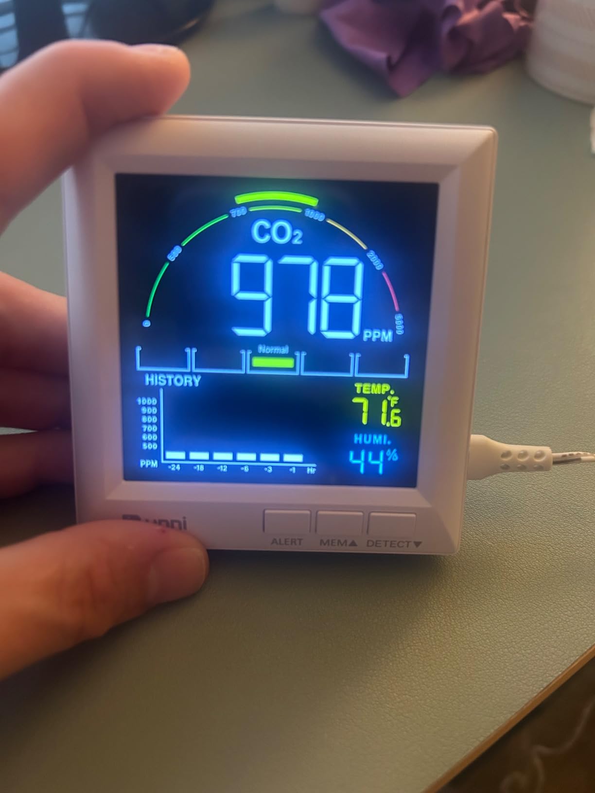 U UNNI CO2 Monitor for Home, 3 Adjustable Volume for Alerts & 3 Adjustable Backlight, Photoacoustic Sensor for Temperature Humidity & Indoor Air Quality Monitor customer photo 1