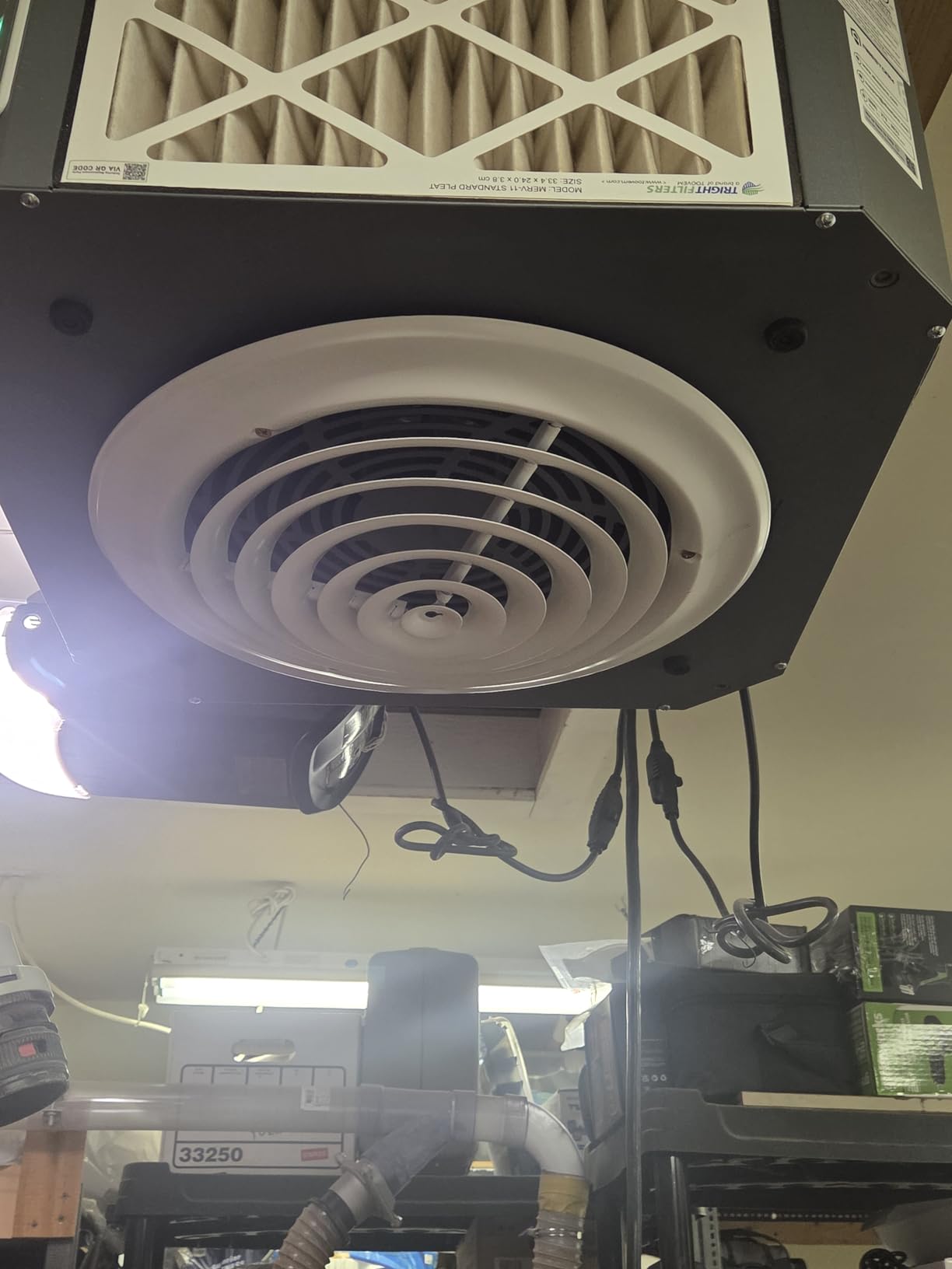 Abestorm 360 Degree Intake Air Filtration System DecDust 1350IG, Built-in Ionizer, 1350CFM Hanging Air Filter, MERV-11 Filter customer photo 1