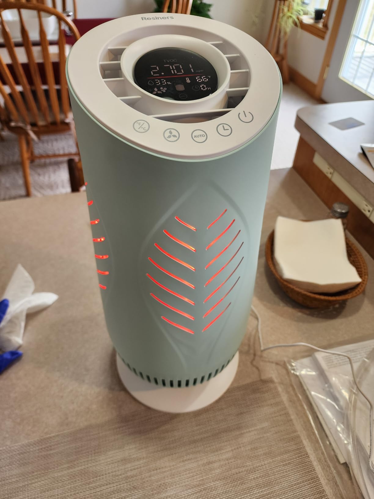 Resiners AirPure Air Purifier with H13 True HEPA Filter for Epoxy Resin | Real-Time TVOC Display, Auto Mode, Real-Time Temp & Humidity Display, Applicable space 151-344 ft²/14-32 m² customer photo 2