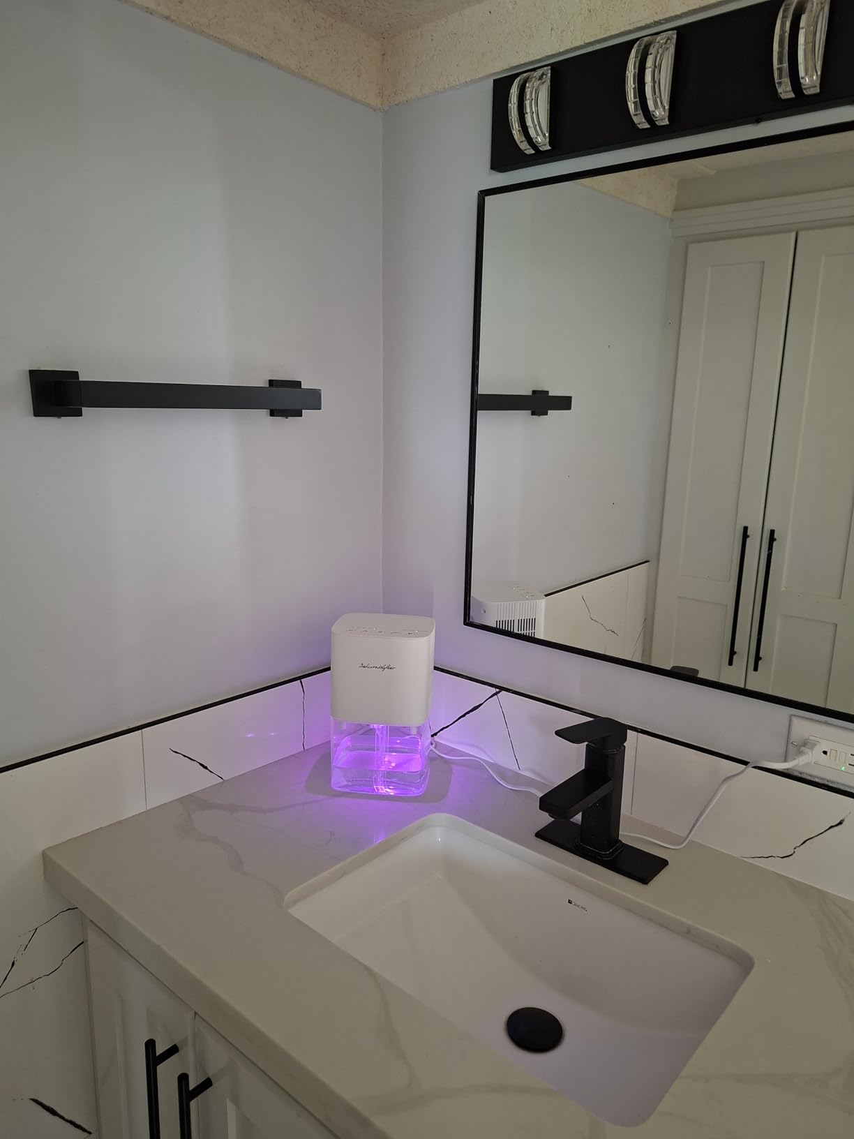 Dehumidifier 1657ML 58OZ Small Dehumidifier for Home 230 Ft² Safety Dehumidifiers Adjustable 10 Color Lights 5 Timers 3 Setting Modes Auto Shut Off Protection Low Noise For Bedroom Bathroom customer photo 2