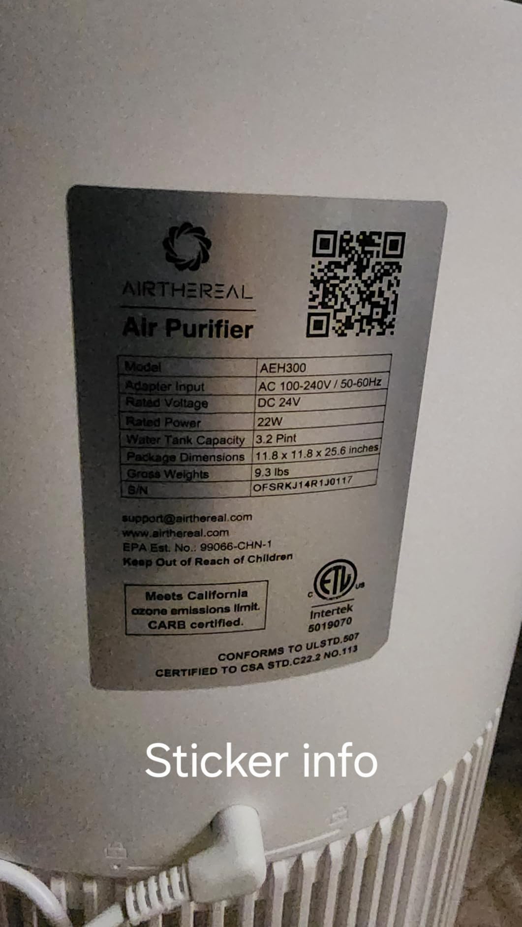 Airthereal 2-in-1 Air Purifier & Humidifier Combo for Large Room up to 1200 ft², 3-Stage Filters, Air Quality Monitor and Quiet Sleep Mode, Evaporative Humidifier with Hygrometer, iF Design Award 2026 customer photo 2