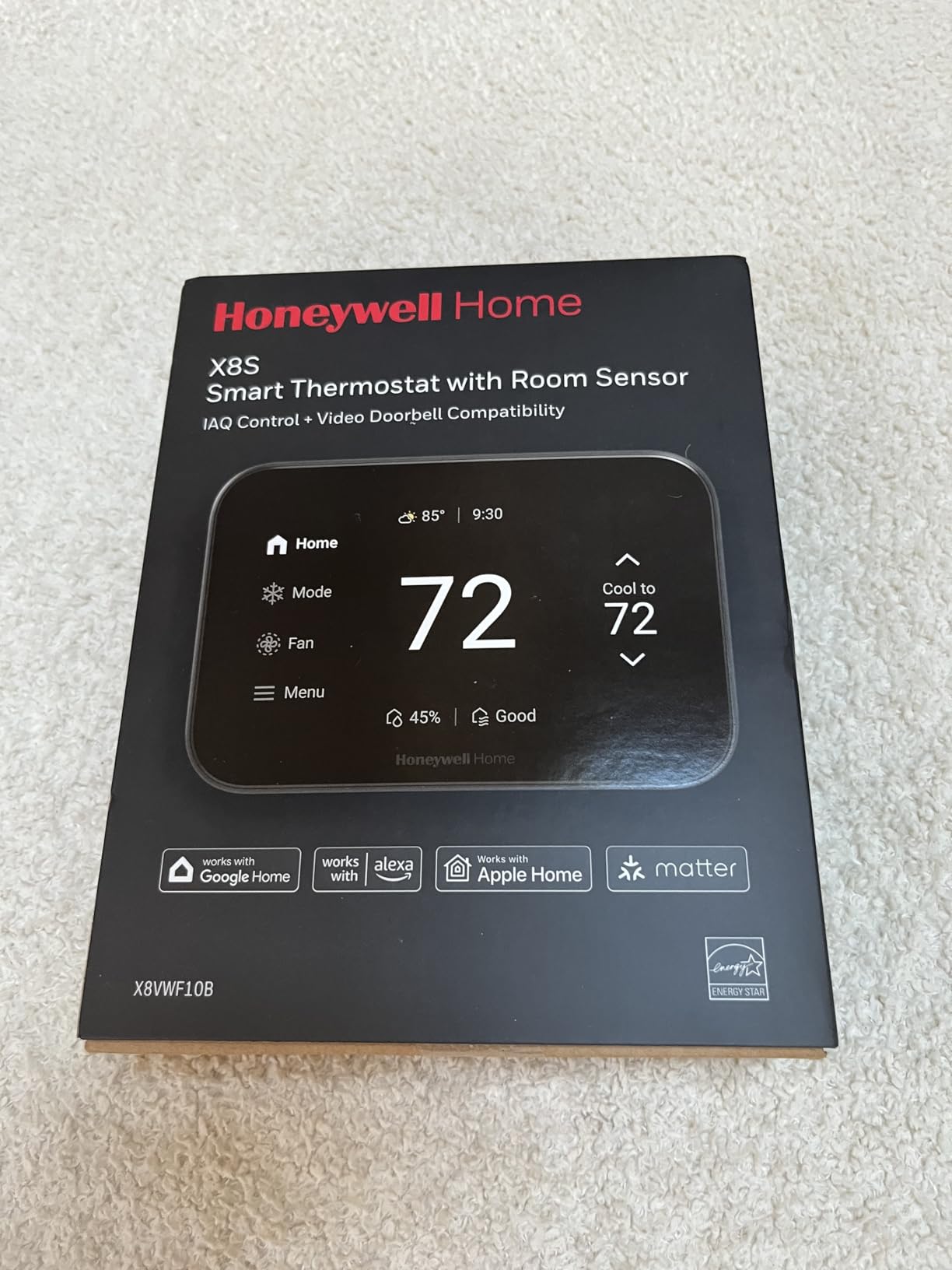 Honeywell Home X8S Premium Smart Programmable Wi-Fi Thermostat with Sensor, Video Doorbell Access, Humidity Control, 5