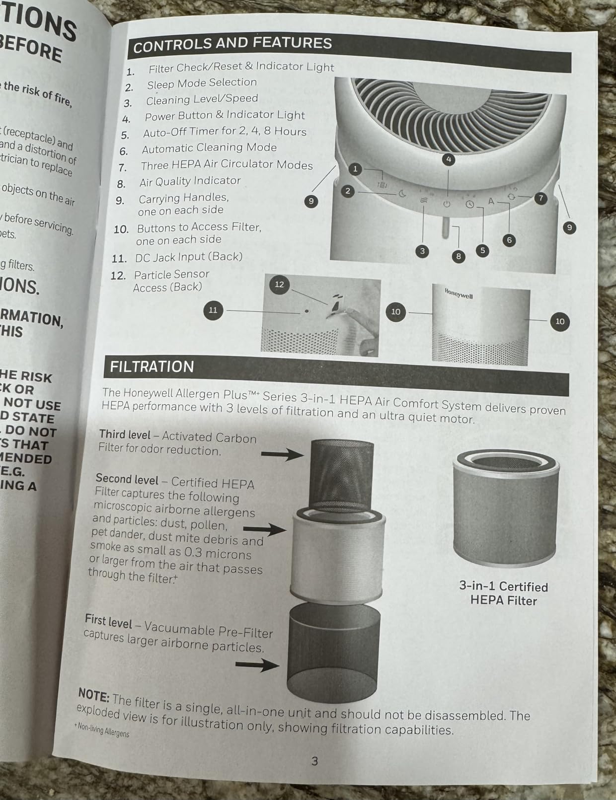 Honeywell Allergen Plus™ 3-in-1 HEPA Fan Air Purifier, Circulator, White | Air purification for large rooms, air purifier fan combo, fan for bedroom, 1928 sq ft in 1 hr, air quality sensor, sleep mode customer photo 2