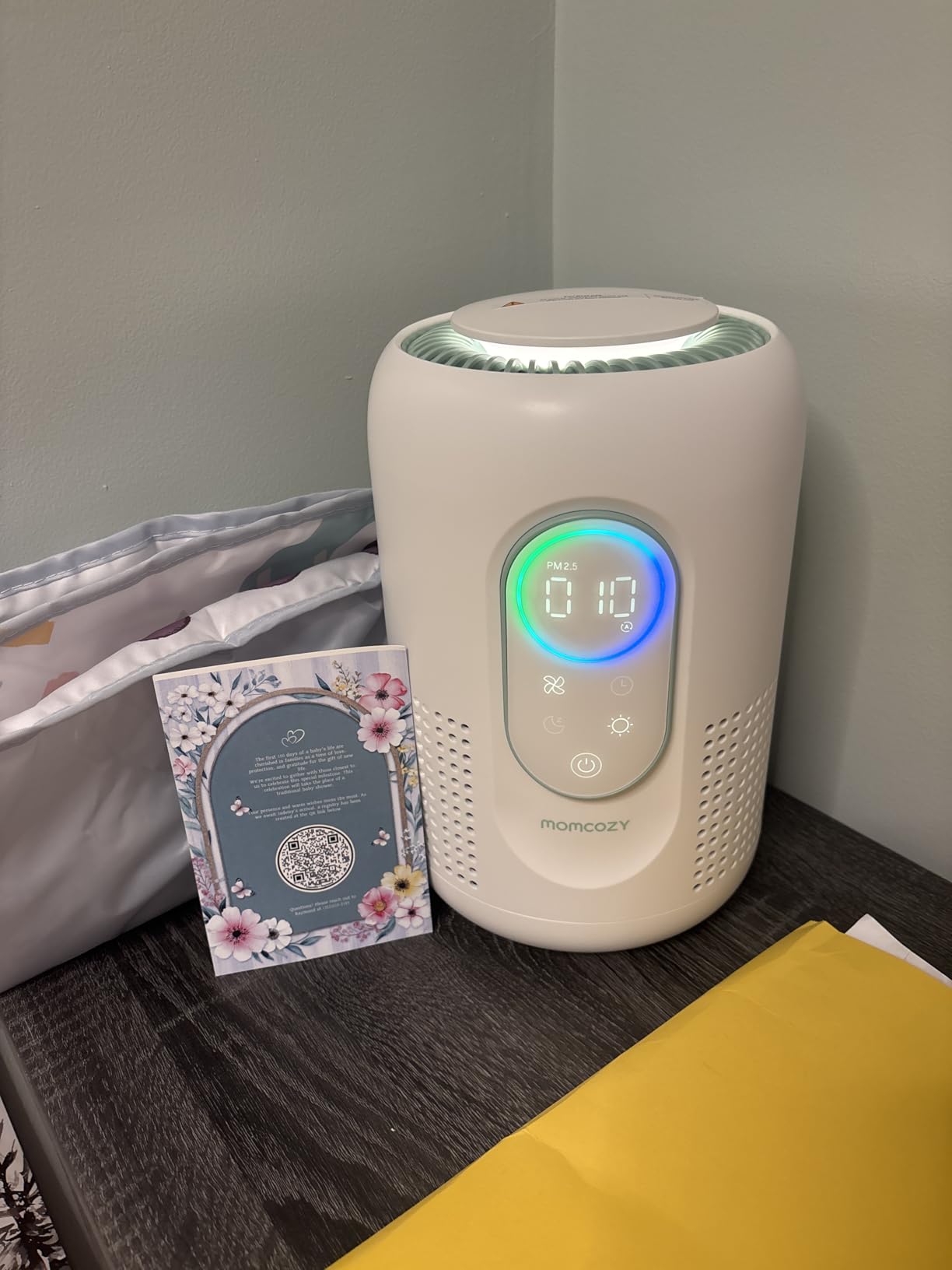 Momcozy Air Purifier for Home Bedroom Nursery, 4-in-1 Filter Baby Purifier with H13 HEPA & Carbon, Real-time PM2.5 Air Monitor, 4 Fan Speeds, 21dB Sleep Mode & Dimmable Night Light, for Home Pets Baby customer photo 2