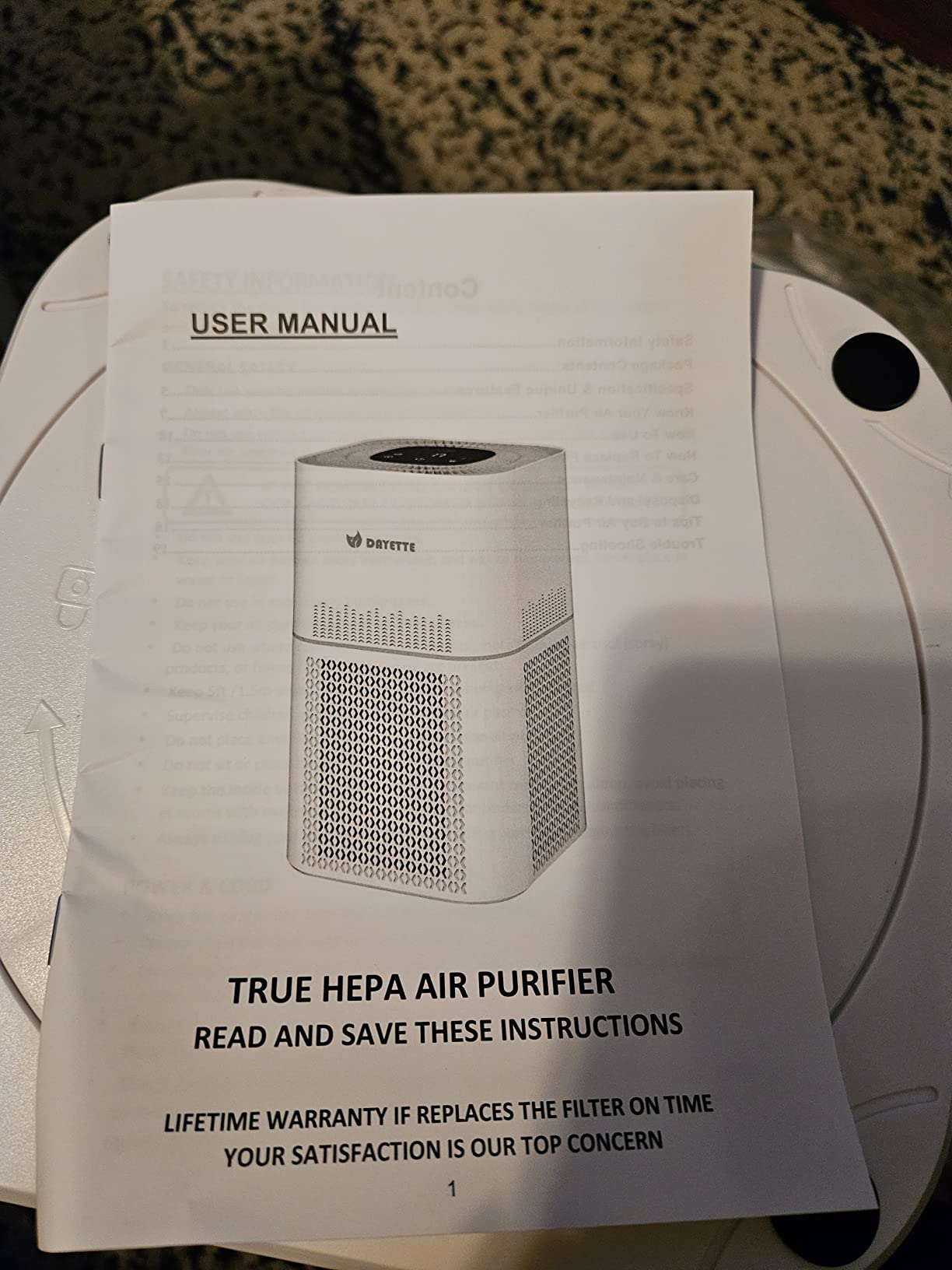 DAYETTE Pet Air Purifier for Home Large Room 3400 Ft², TVOC & PM2.5 Sensors | Pet Mode, Dual Air Intake and 2x H14 HEPA Filters Air Purifier With Sleep Mode, Auto Mode Capture Dust, Pet Odor, Hair, Dander customer photo 1