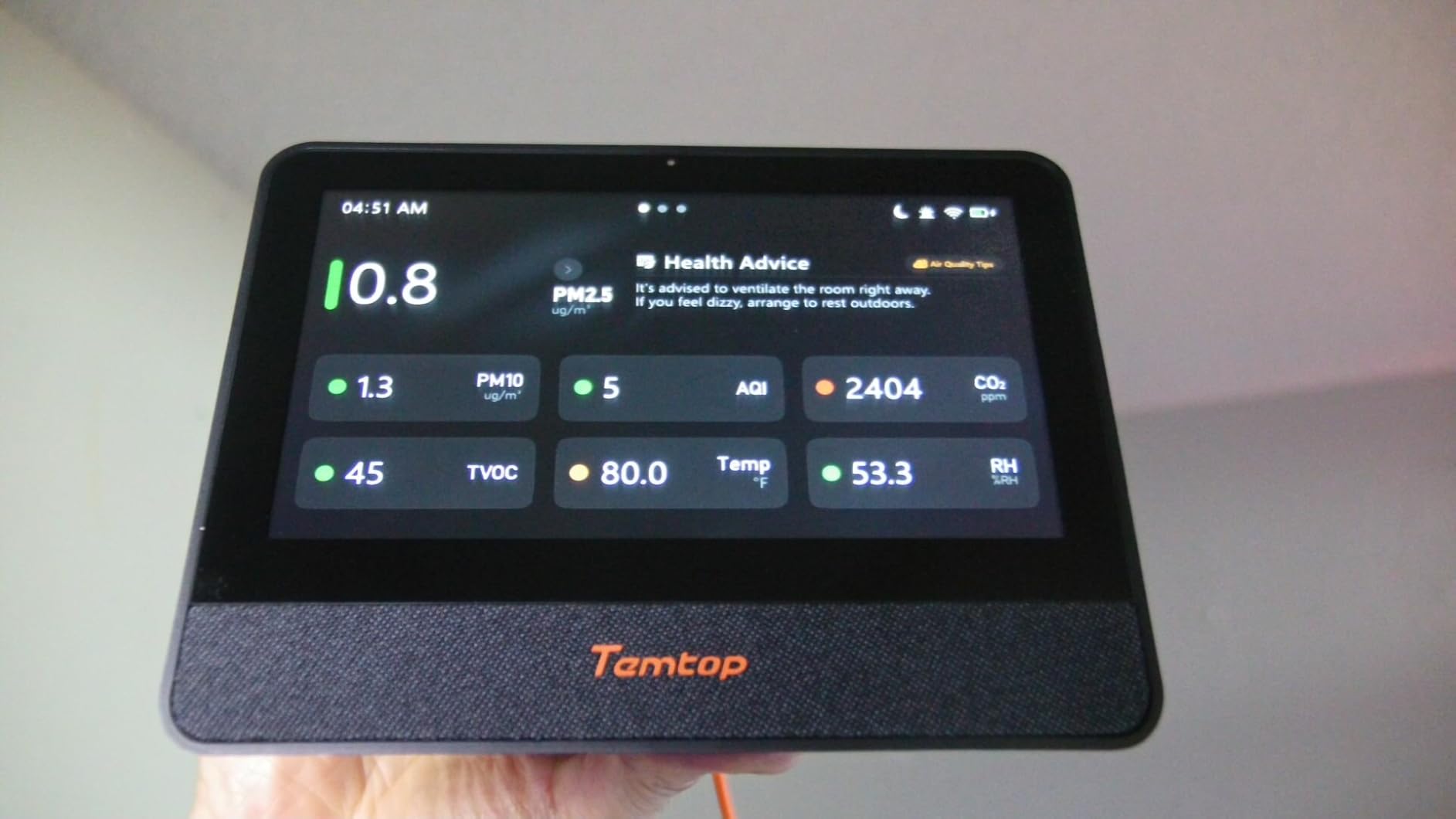 Temtop WiFi Air Quality Monitor M100 2nd Gen, 7 Inch Touchscreen CO2 Detector & Air Quality Tester for PM2.5 PM10 TVOC Temperature Humidity, Air Analyzer for Home Office with LoRa Extension customer photo 1