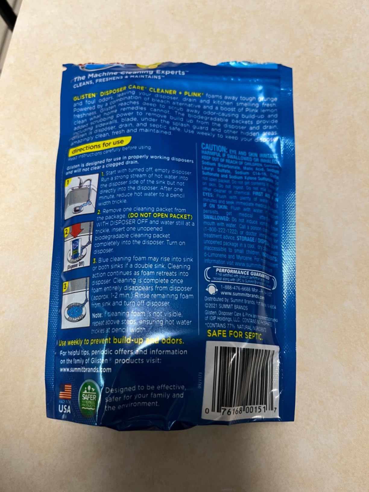 Glisten Garbage Disposer Cleaner, Lemon Scent Odor Eliminator, 4 Packets customer photo 1