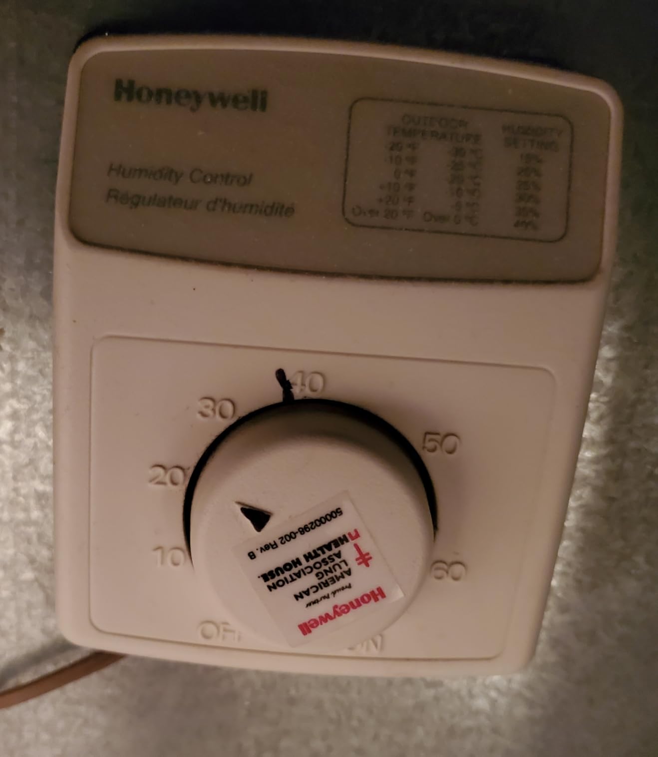 AprilAire 4655 Manual Whole-House Duct or Wall Mounted Humidifier Control Humidistat for AprilAire Whole-House Humidifiers, Low Voltage 24VAC customer photo 1