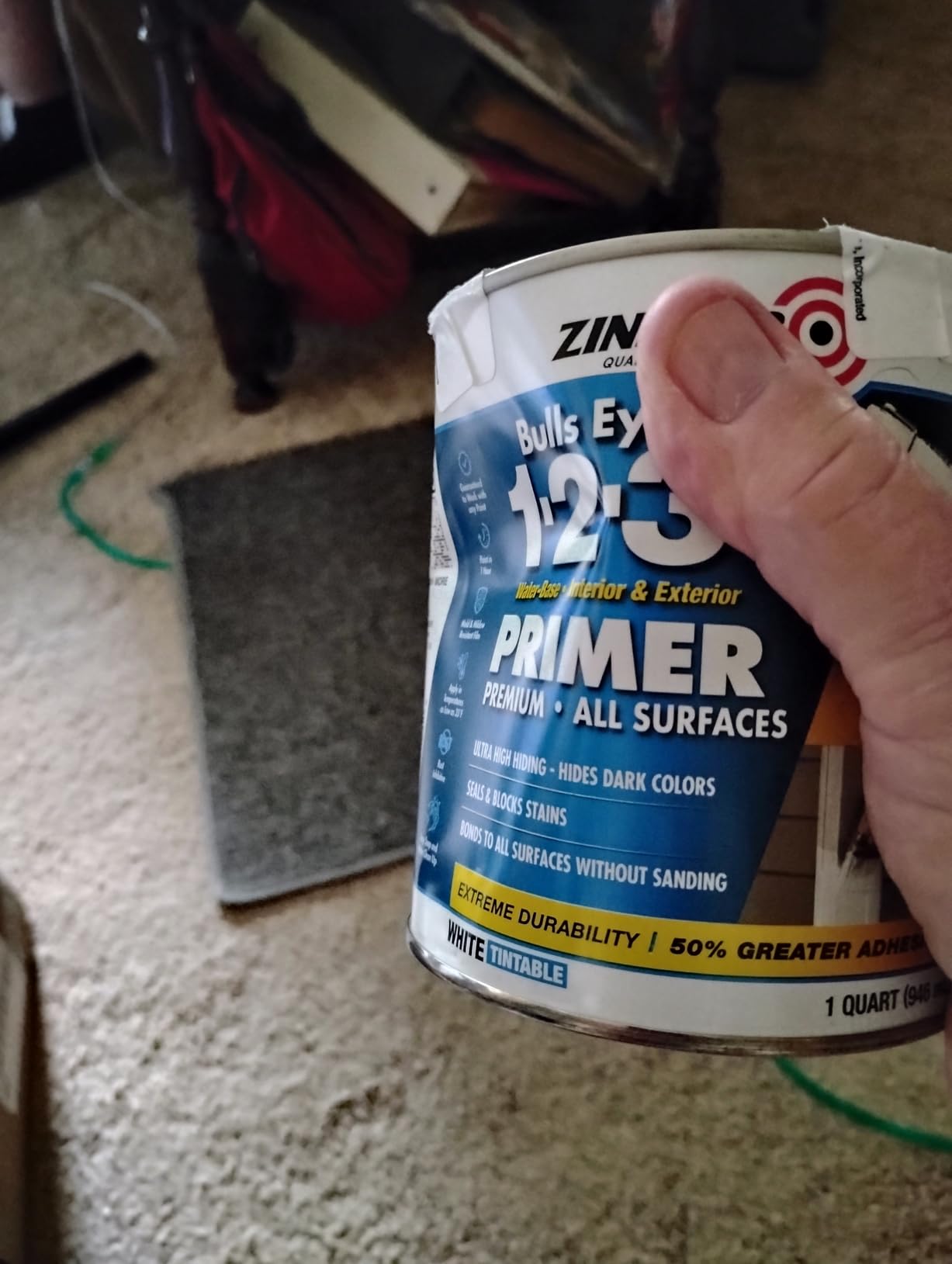 Zinsser 286258 Bulls Eye 1-2-3 All Surface Primer, Quart, Gray customer photo 1