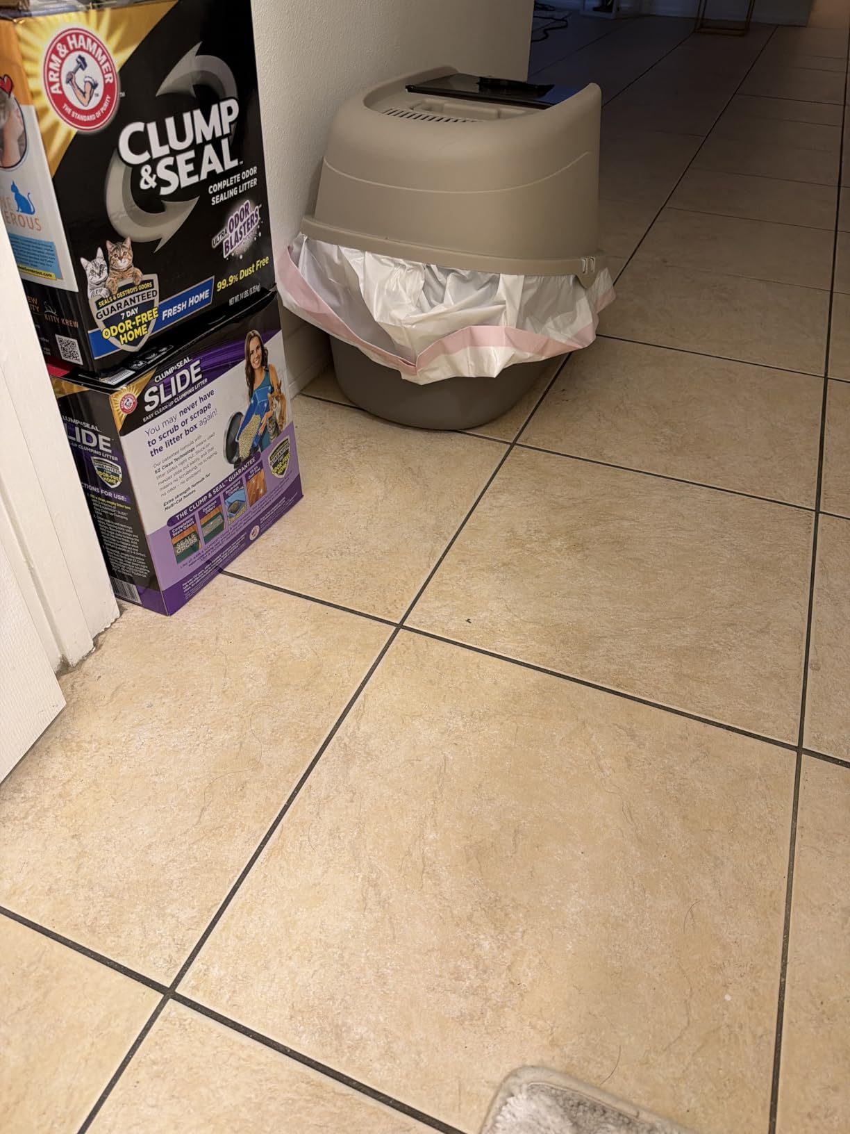 Amazon Basics No-Mess Hooded Enclosed Cat Litter Box with Odor Control and Swinging Door, Standard, 21
