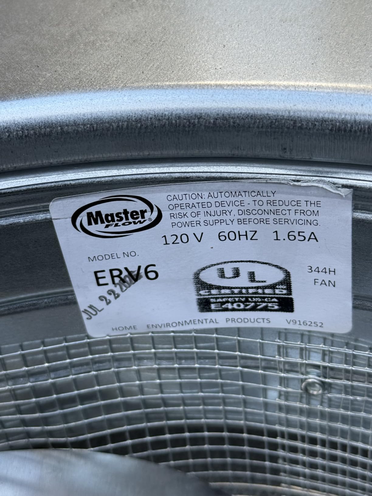 Master Flow GAF 1500 CFM Powered Roof Mount Attic Fan with Thermostat Controller for Up to 2800 Sq Ft | Durable Galvanized Steel Construction | Built-In Screen - ERV6BL customer photo 1