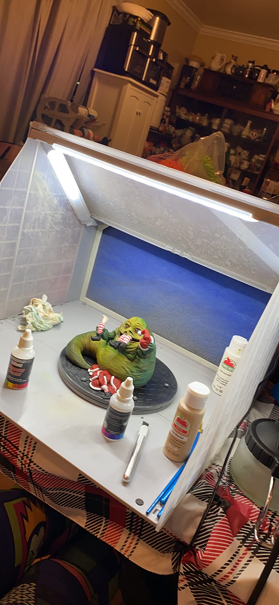 VIVOHOME Portable Airbrush Paint Spray Booth Kit with LED Lights Turn Table and Filter Hose for Model Cake Craft Nail Toy Part customer photo 2