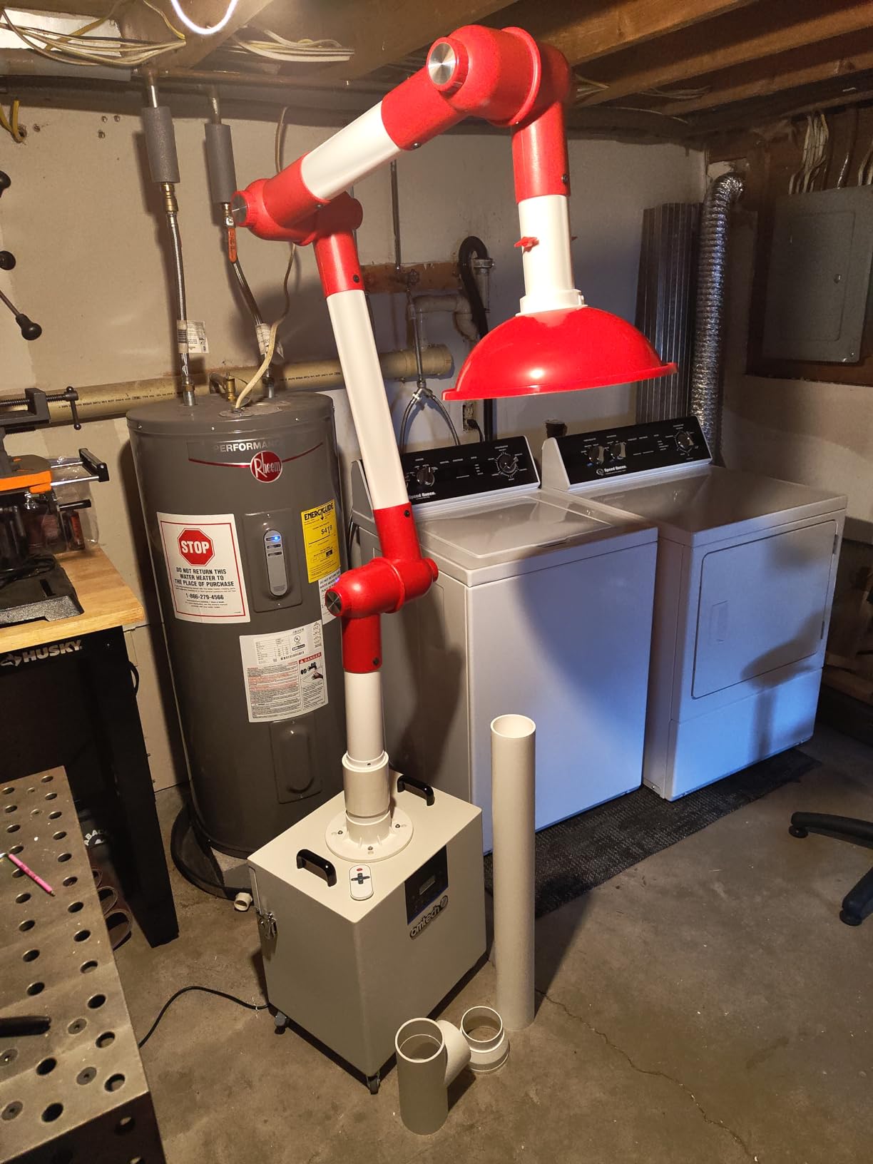 Snorkel, Laboratory Exhaust Vent, Extractor Fume Hood Pre-Owned, Fume Extractor Arms (Ceiling, Red(PP)) customer photo 1