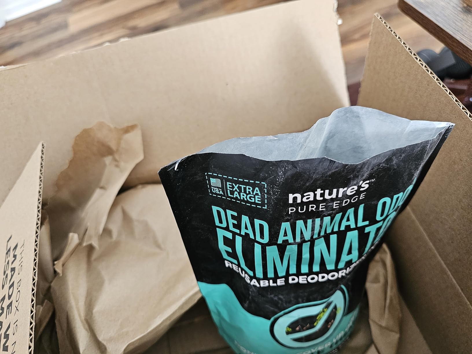 Dead Animal Smell Eliminator Pouch – Fragrance-Free Activated Charcoal Odor Absorber With Specialized Zeolite– Attics, Walls, Crawlspaces. For After Cleanup. Pet & Kid Safe, XL, Covers 375 Sq Ft customer photo 2