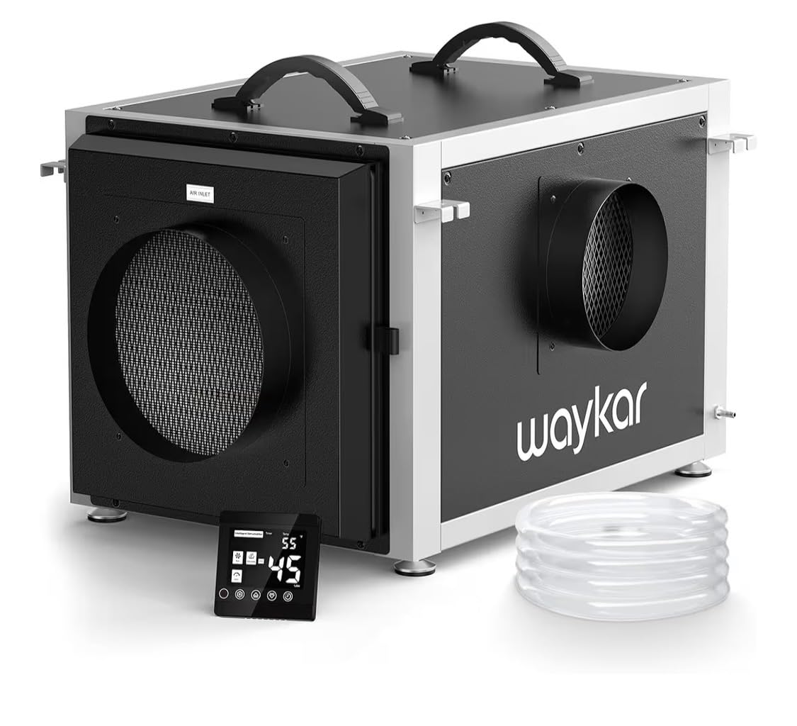 Waykar 158 Pint Dehumidifier for 7500 Sq.Ft Crawl Space with Remote Control | HVAC Dual Duct, With Drain Hoses, 10-90% RH, For Commercial, Basement, Whole Home, Water Damage, 5-Year Quality Coverage customer photo 2