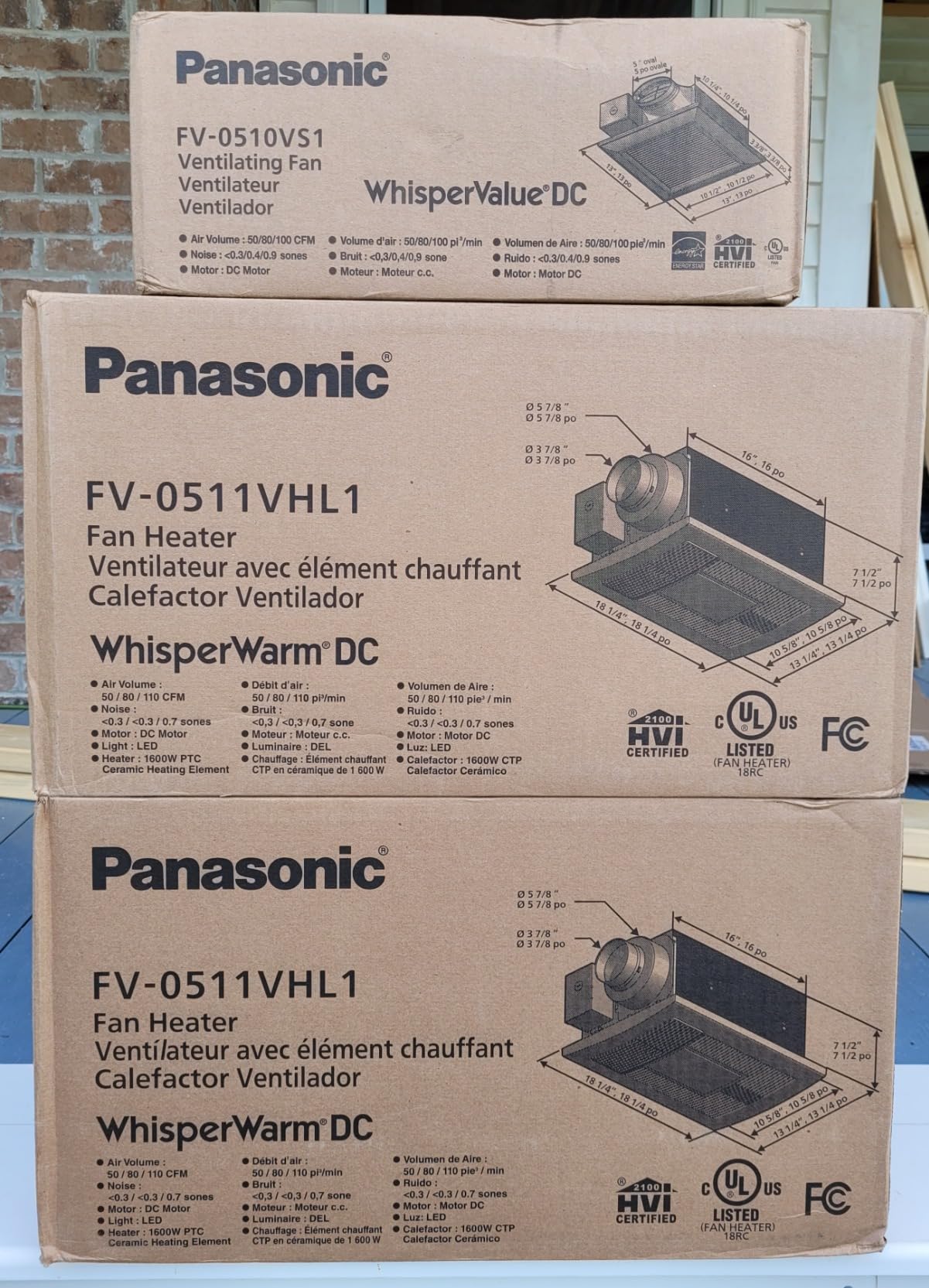 Panasonic WhisperWarm Ceiling Mount Bathroom Exhaust Fan with LED Light & Heater, 50-80-110 CFM, FV-0511VHL1 customer photo 1