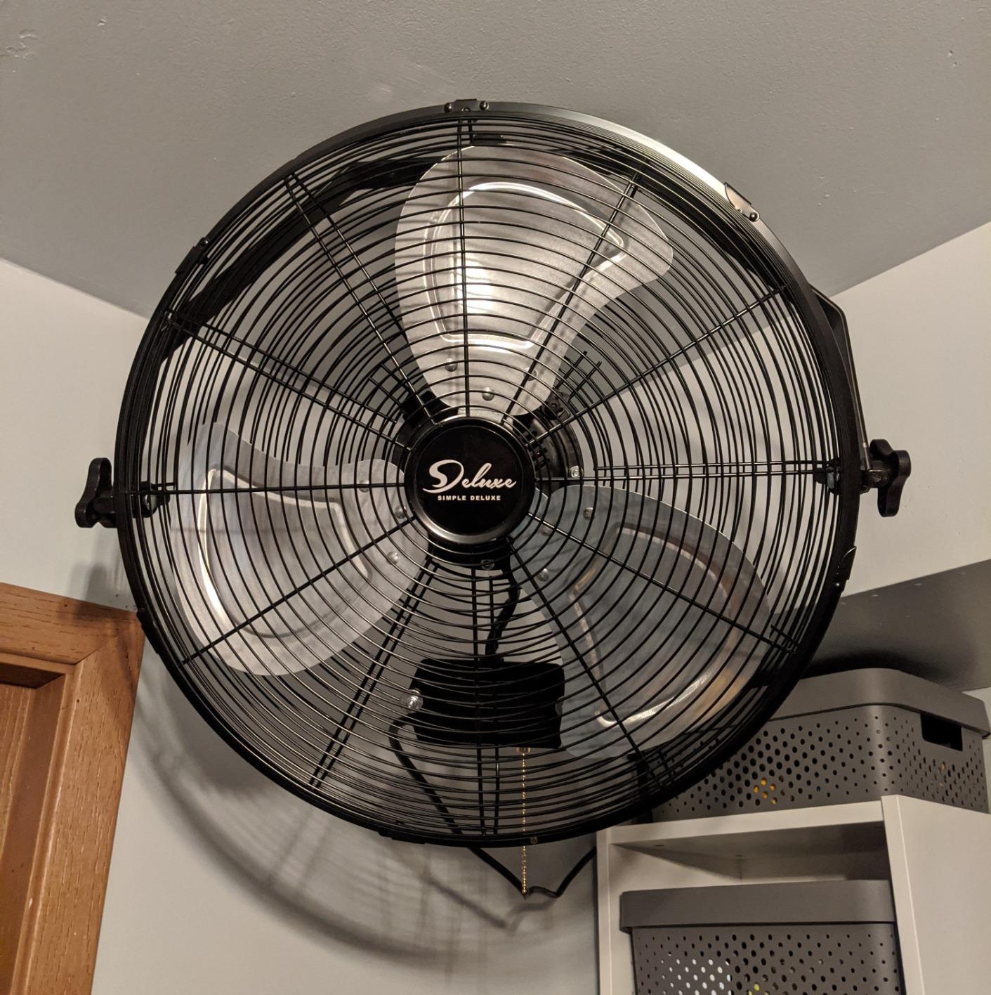 Simple Deluxe 24 Inch Industrial Wall Mount Fan, 3 Speed Commercial Ventilation Metal Fan for Warehouse, Greenhouse, Workshop, Patio, Factory and Basement - High Velocity, black customer photo 2