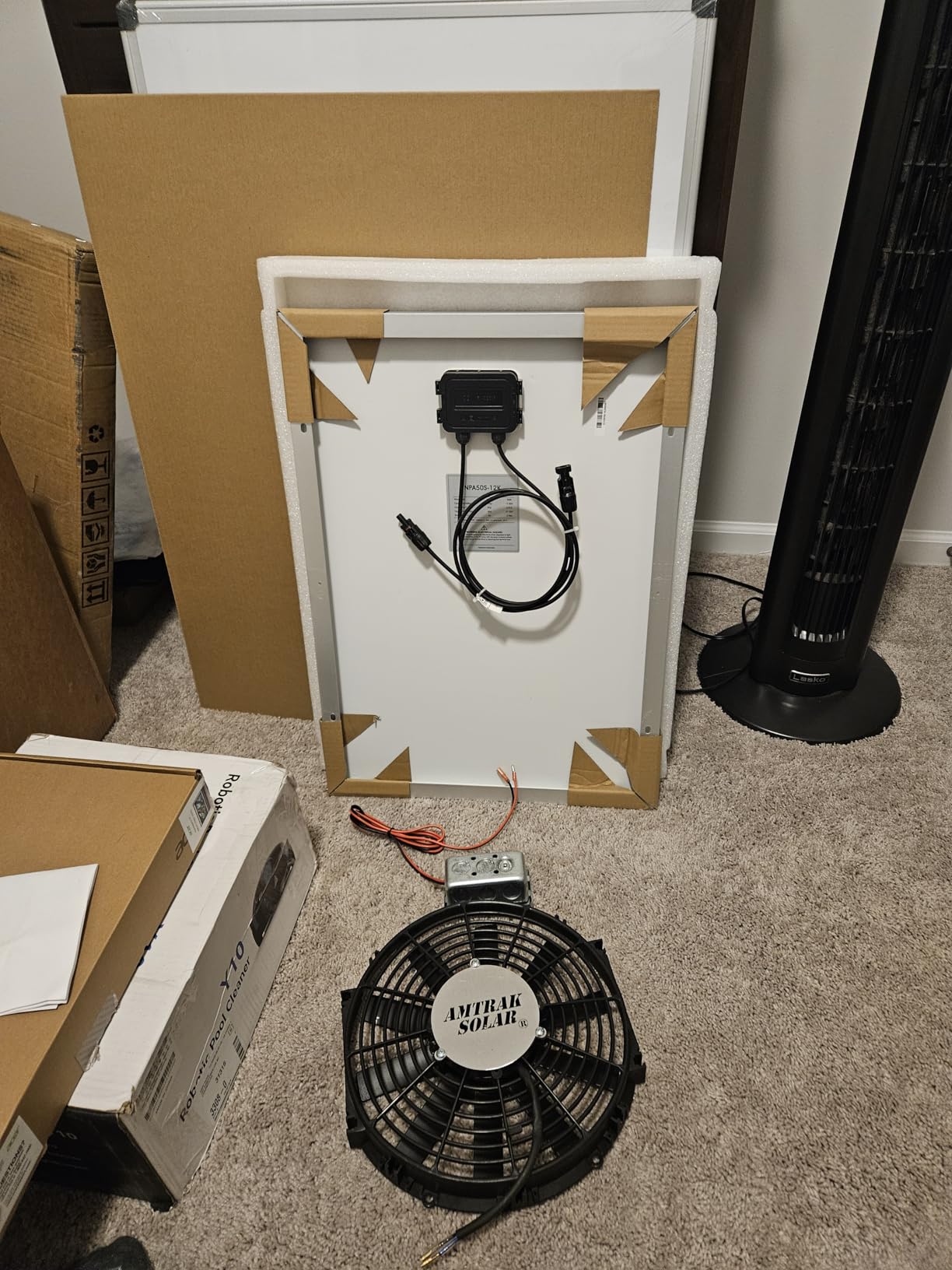Amtrak Solar 100W Solar Attic Fan Kit – Up to 2,000 CFM Peak Airflow – Gable Vent Exhaust Fan with 100-Watt Panel, On/Off Switch & 15ft Wire – Cools Attic, Garage, Shed up to 2,250 Sq Ft – Made in USA customer photo 2