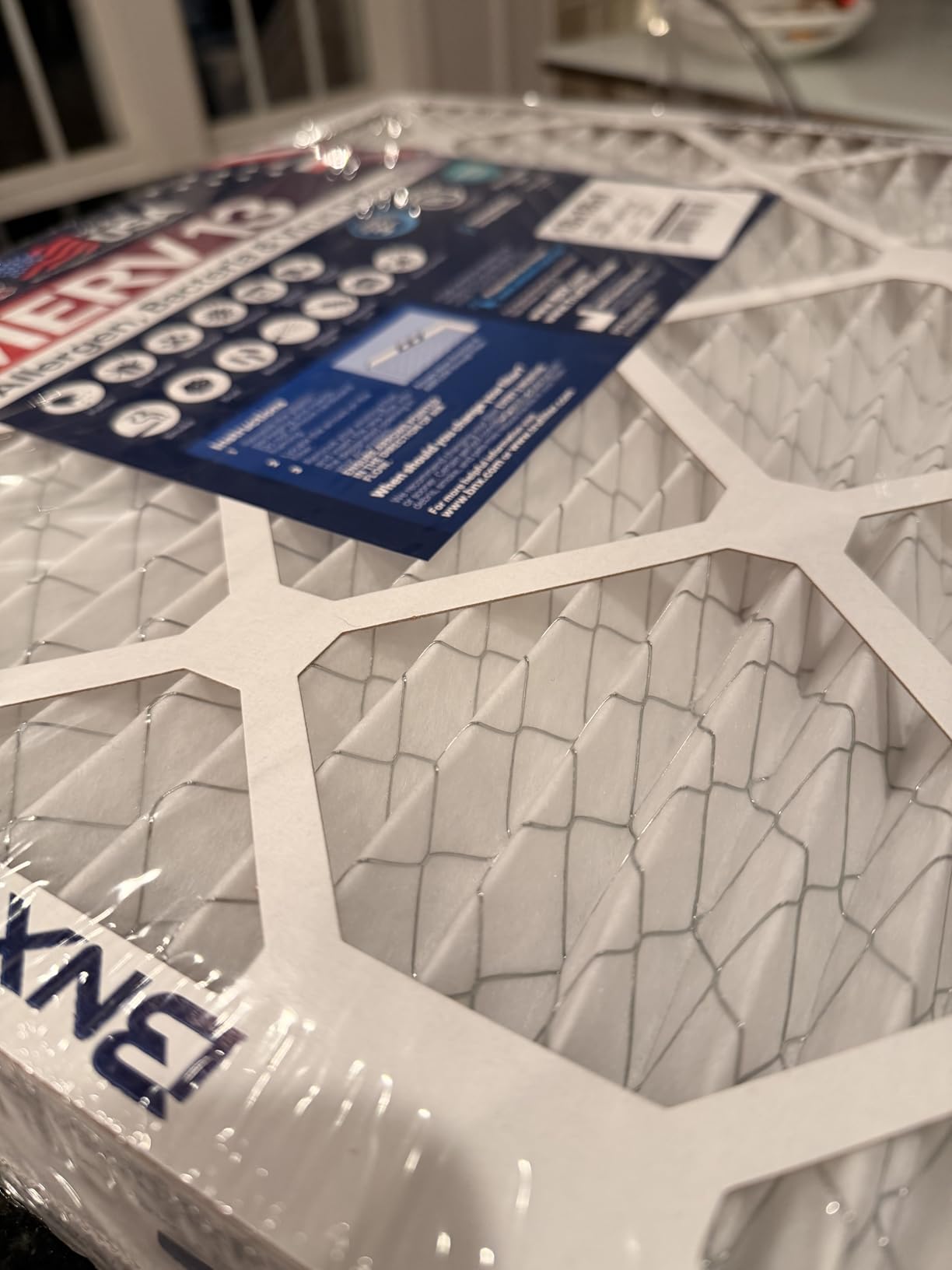 BNX TruFilter 20x20x1 Air Filter MERV 13 AC Filter, HVAC Furnace Filter, 4 Pack (ACTUAL SIZE 19.68