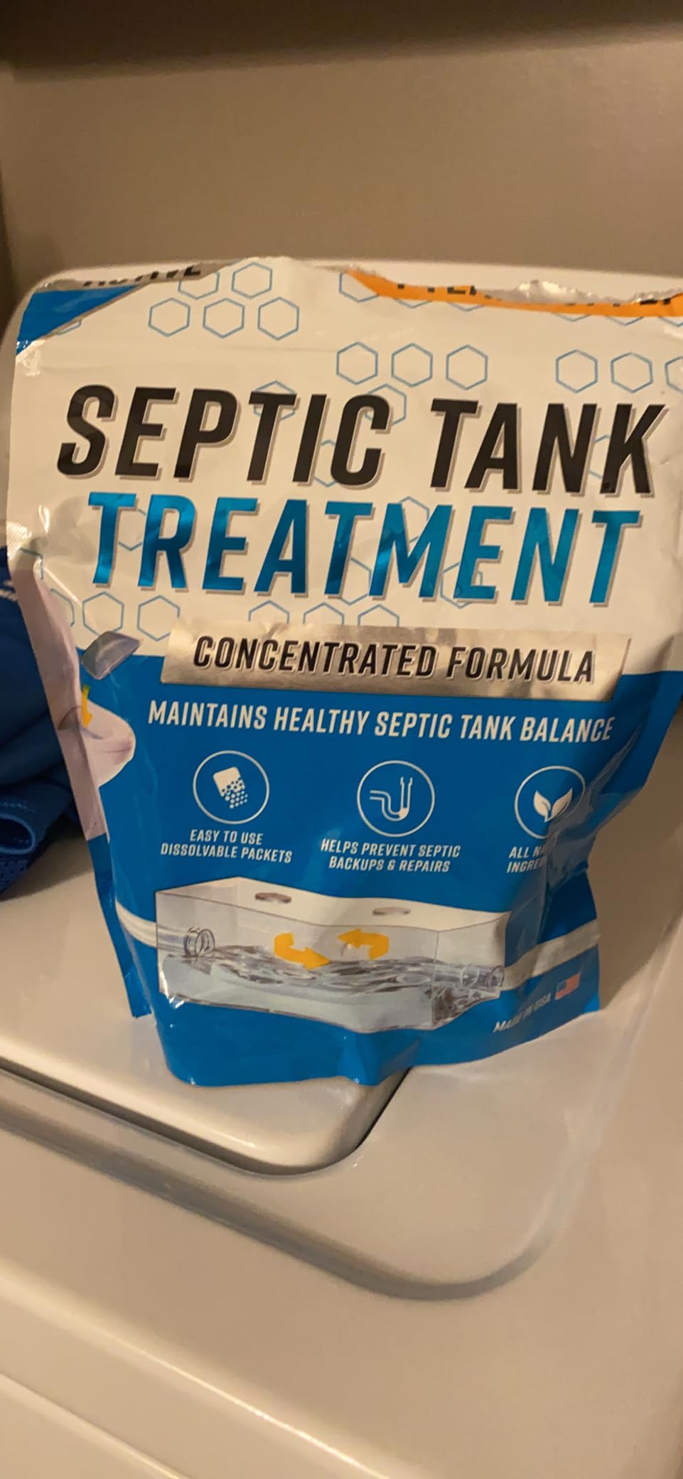 Septic Tank System Treatment Pods - 12 Dissolving Packets | Enzyme-Producing Live Bacteria Solution | 1 Year Supply Professional Eco-Friendly Maintenance | Prevent Clogs, Odor & Backups | Made in USA customer photo 1