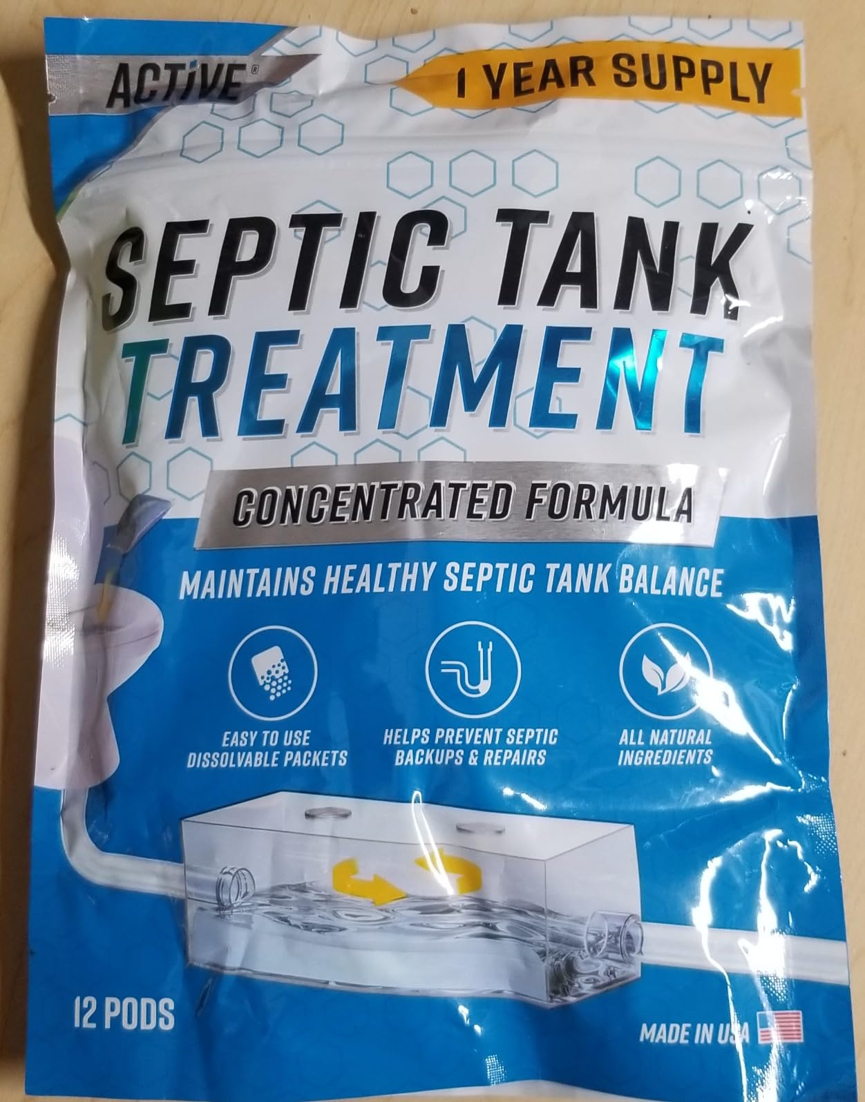 Septic Tank System Treatment Pods - 12 Dissolving Packets | Enzyme-Producing Live Bacteria Solution | 1 Year Supply Professional Eco-Friendly Maintenance | Prevent Clogs, Odor & Backups | Made in USA customer photo 2