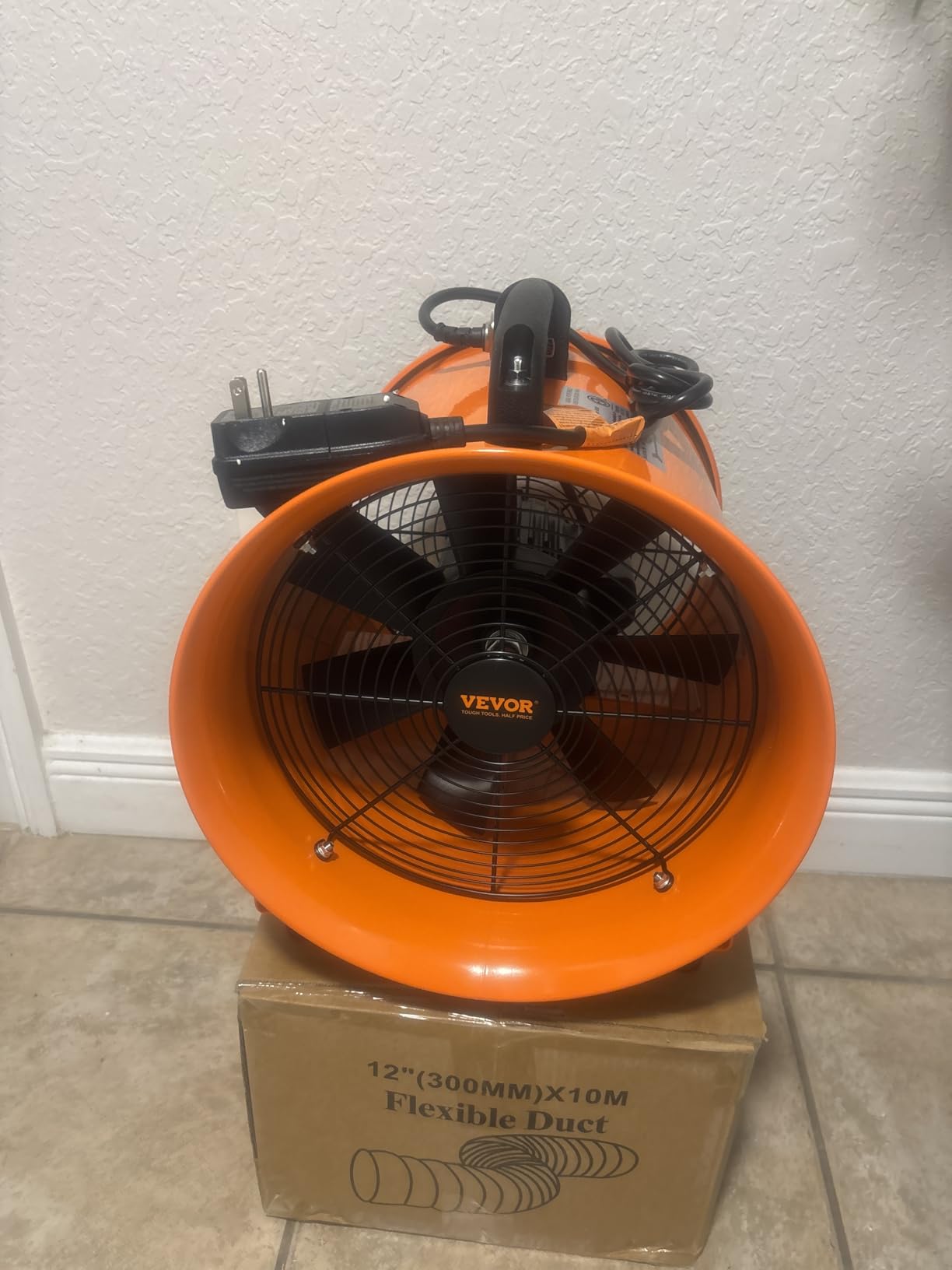 VEVOR Air Mover Blower Fan 10 Inch, 1893CFM 380W with 16.4ft Flexible Duct, Industrial Portable Ventilator Blower/Exhaust, Orange customer photo 2