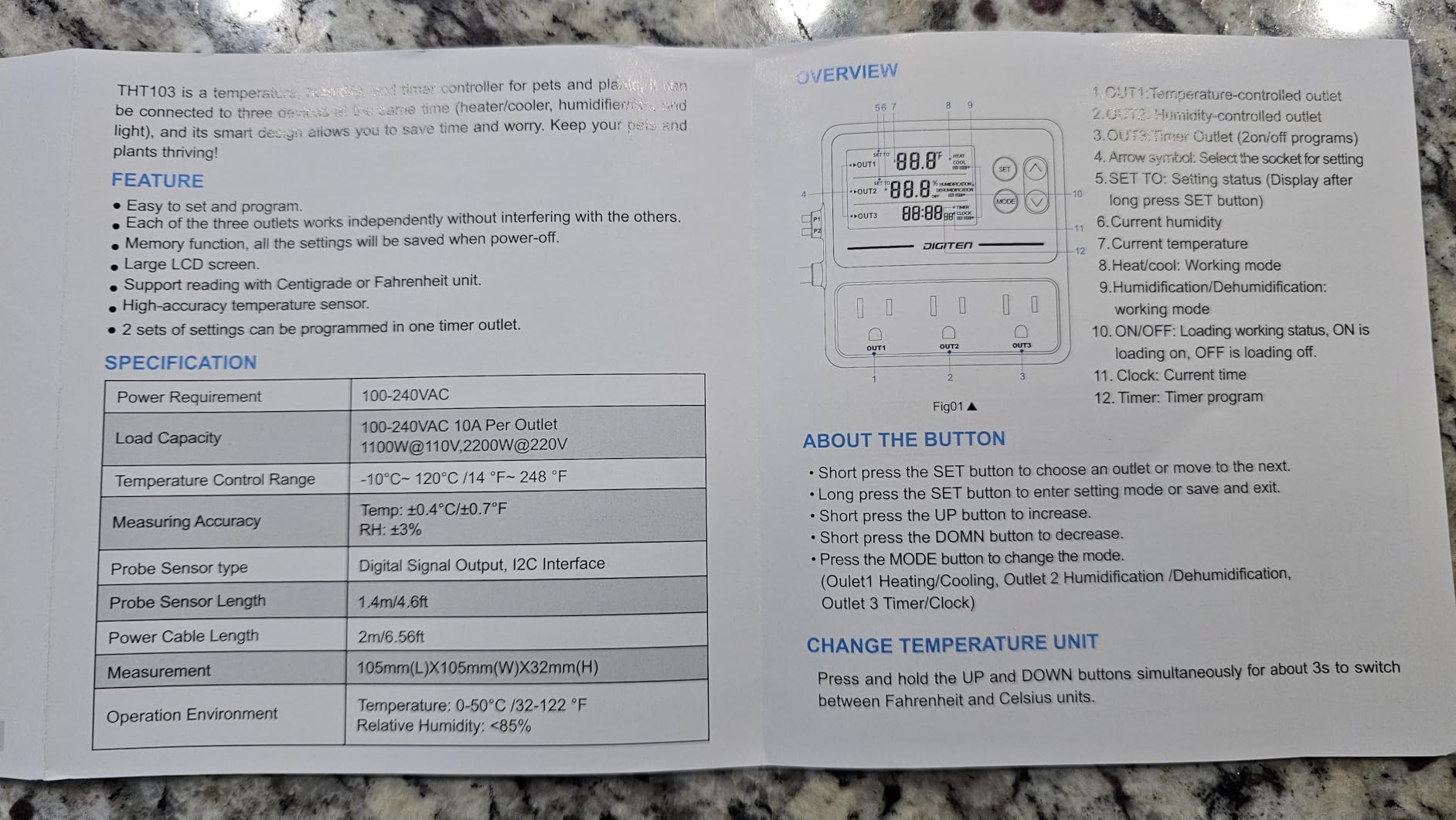 DIGITEN Temperature and Humidity Controller with Timer,3 Outlet Dual Probes customer photo 2