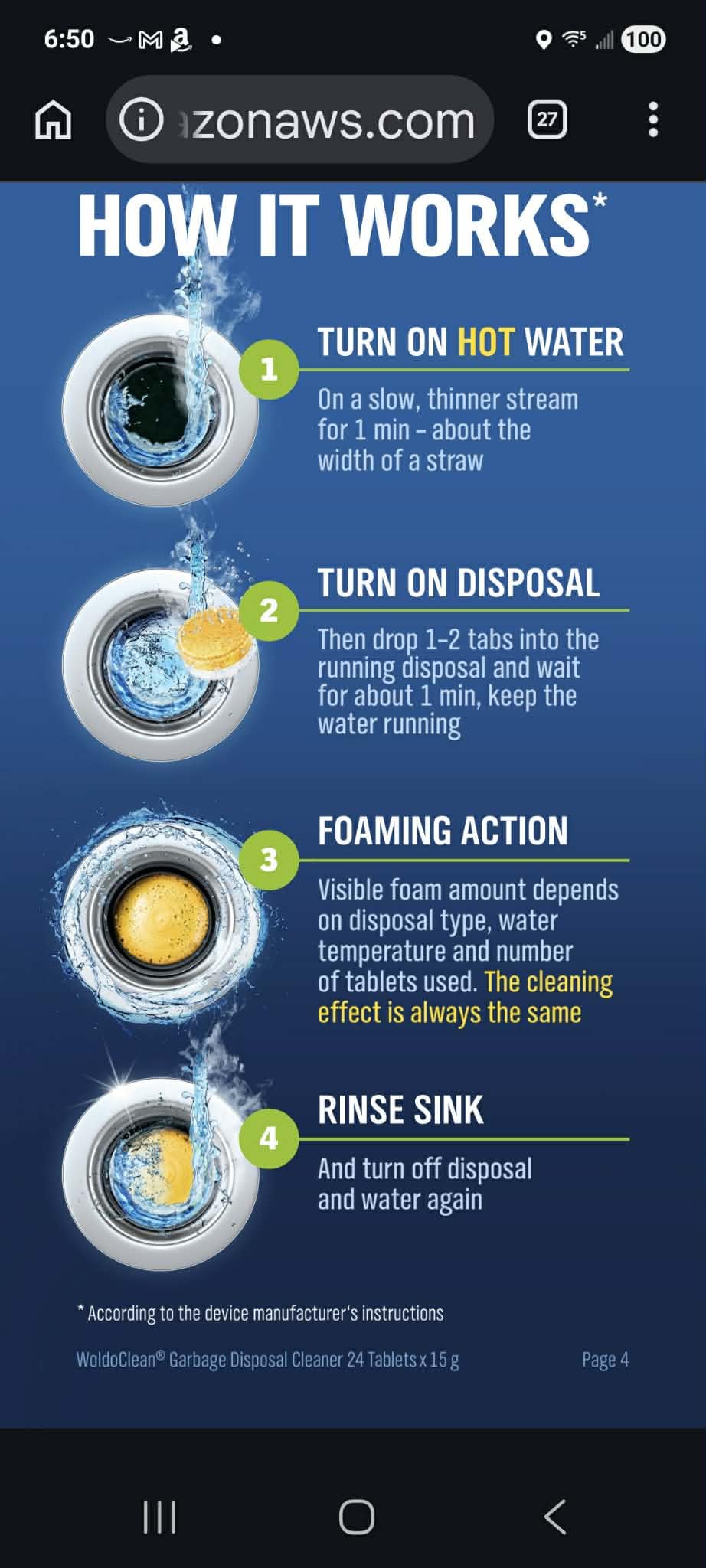 WoldoClean Garbage Disposal Cleaner Tablets 24 Pack - Citrus Deodorizer customer photo 1