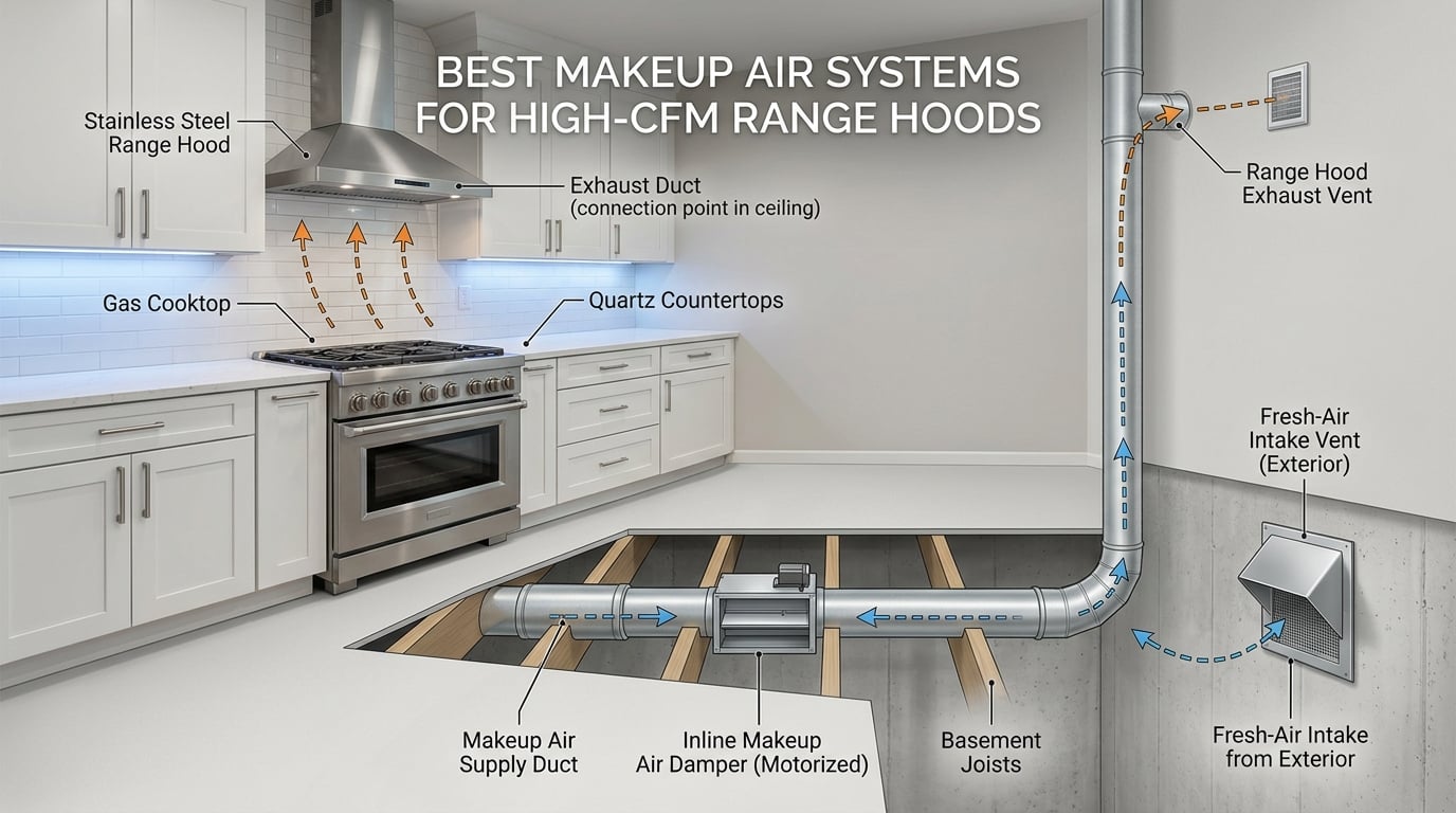 best makeup air systems for high-CFM range hoods